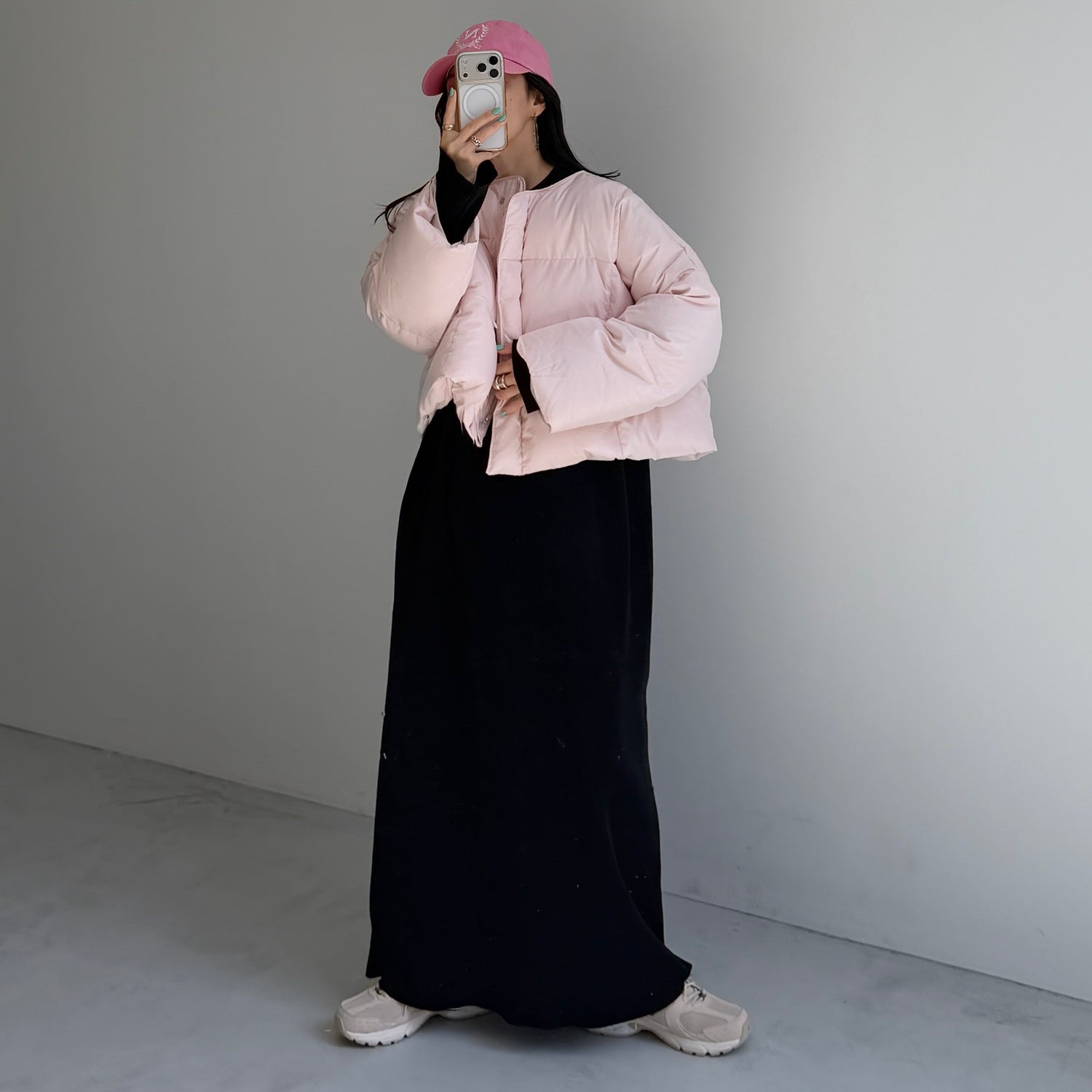 【クルーネック】daily daily super stretch crew neck pleats one piece / black [FREE or LONG]