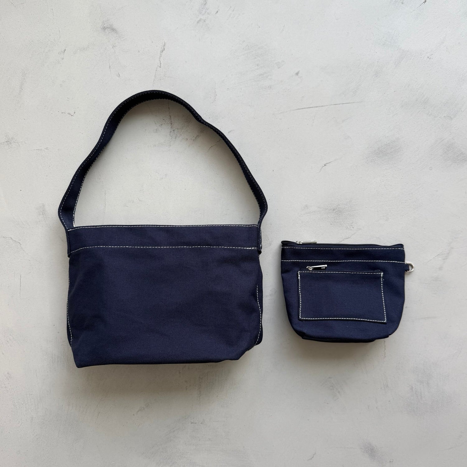 【SAMPLE】(ポーチ付き) stitch bag / navy