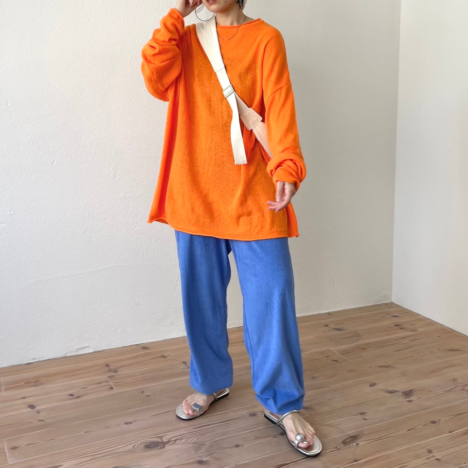 pile jogger pants / blue