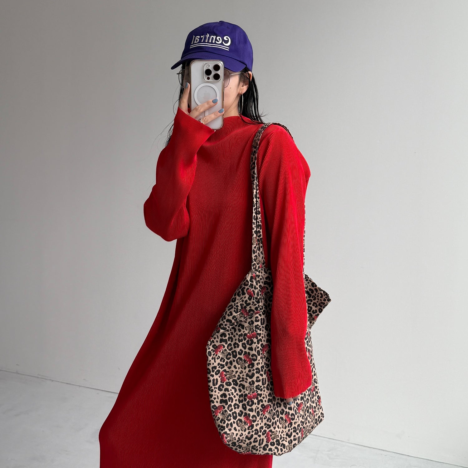 daily daily super stretch pleats one piece / cherry red [FREE or LONG]プチハイ