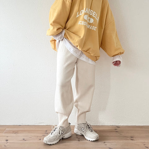 relax knit pants / ivory （リラックスニットパンツ） | wee9s