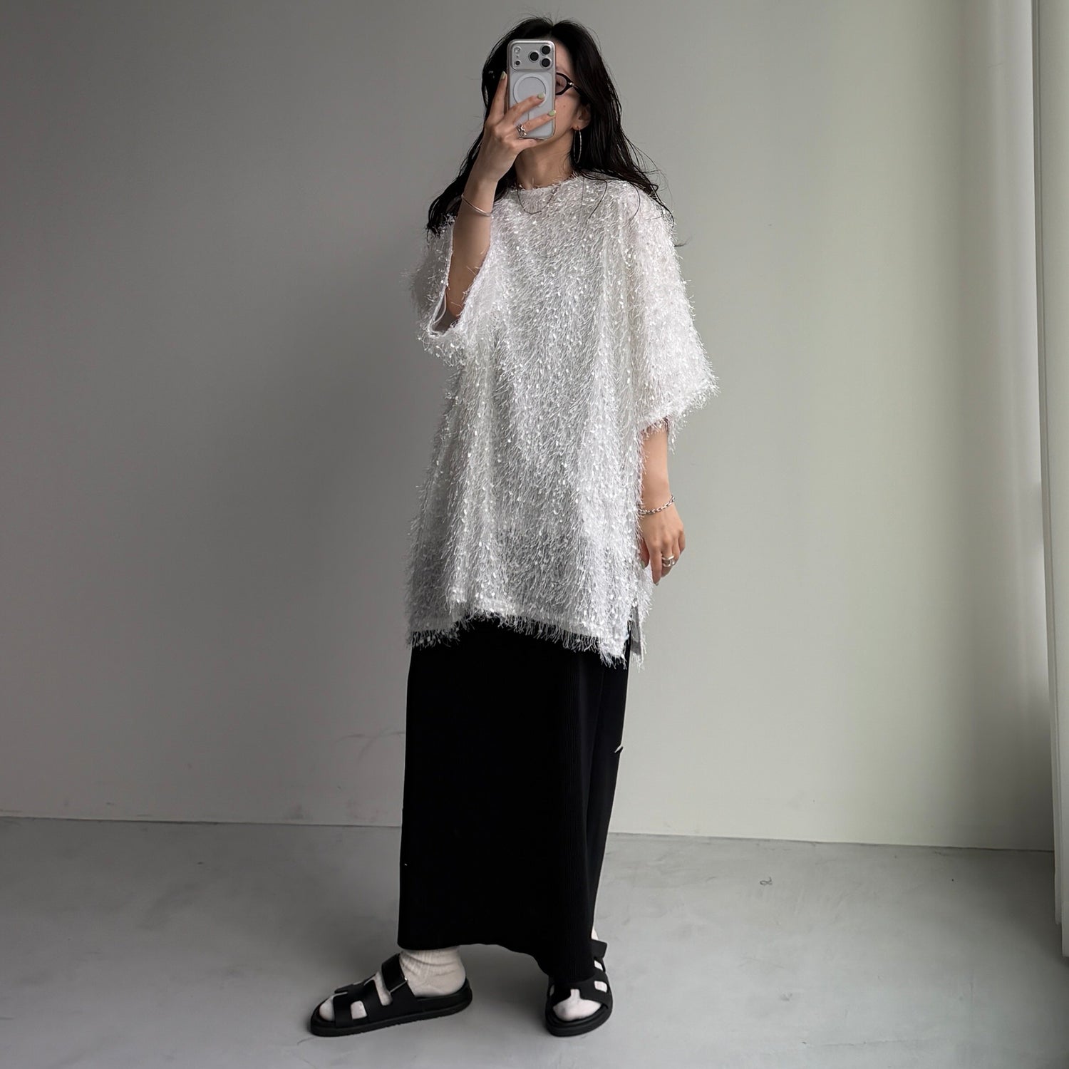 fringe mop tee / ivory