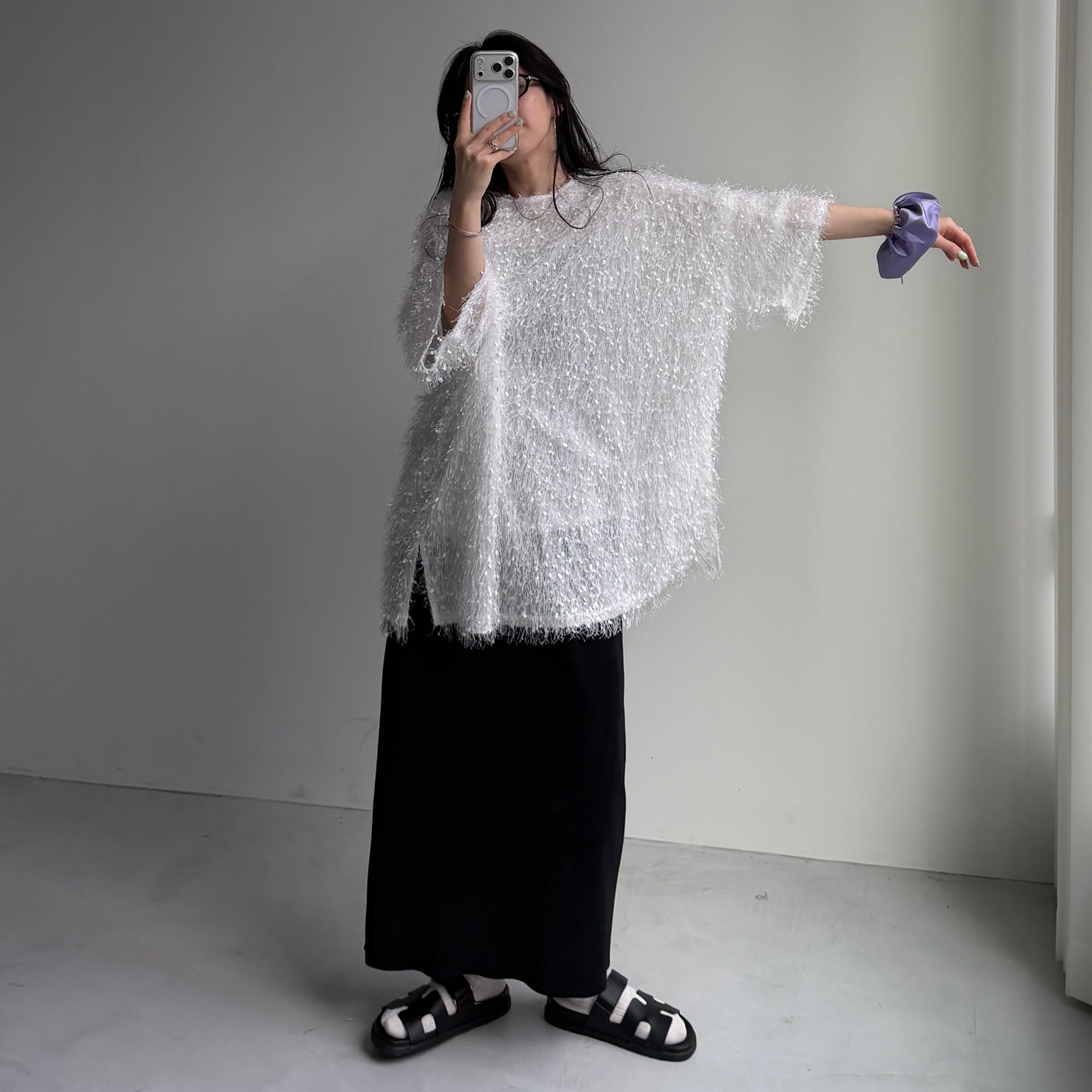 fringe mop tee / ivory
