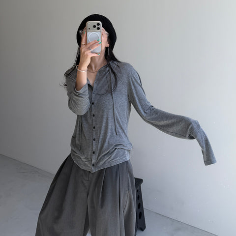 whisper hoodie cardigan /  gray
