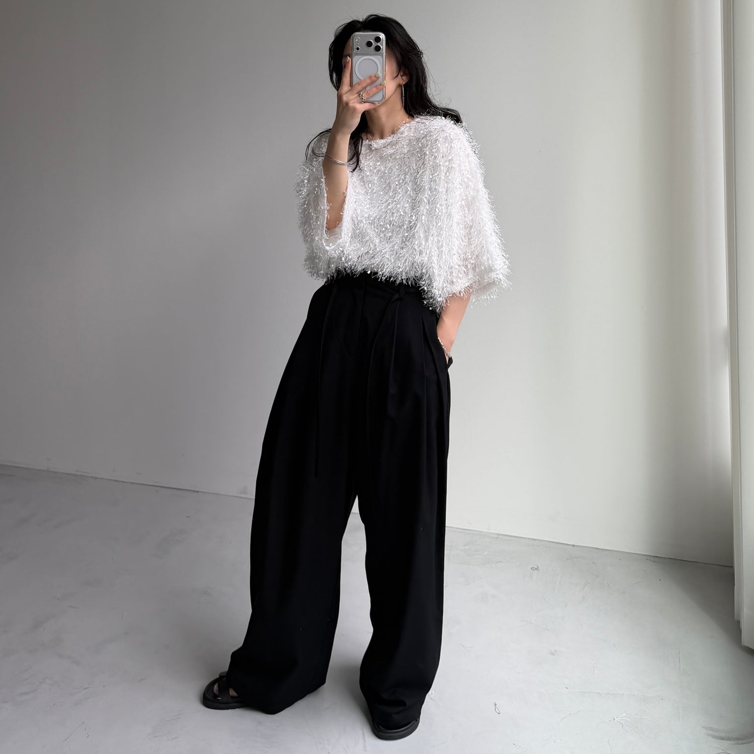 fringe mop tee / ivory