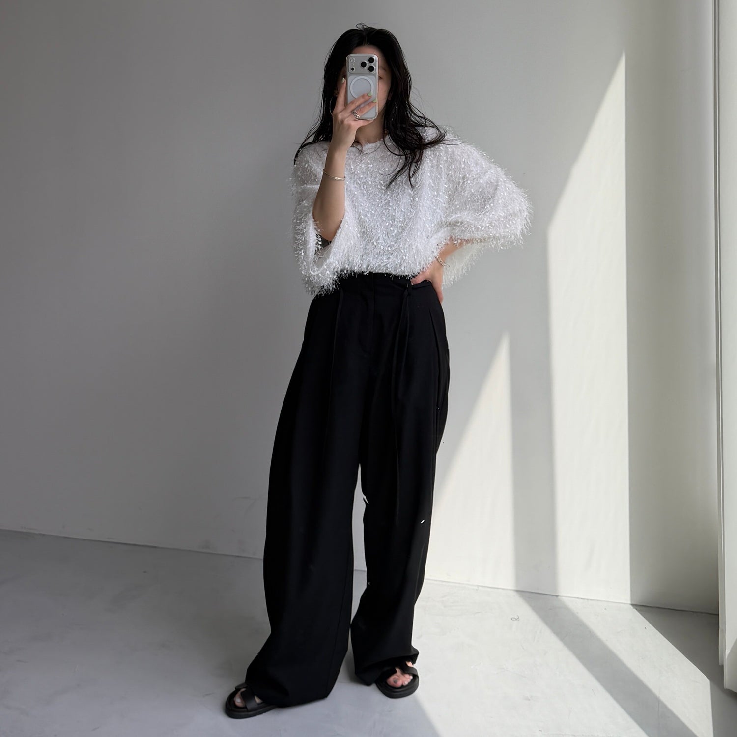 fringe mop tee / ivory
