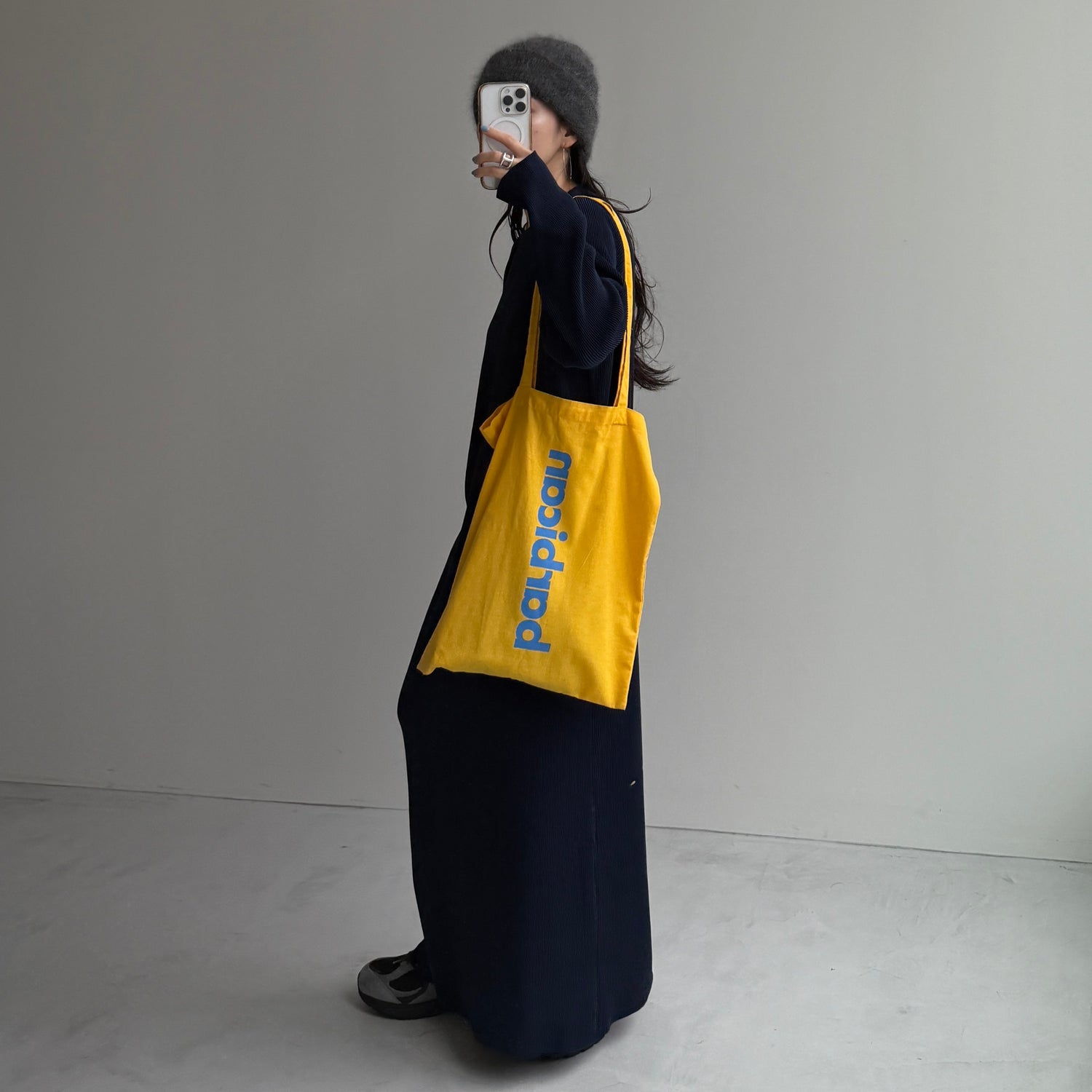 daily daily super stretch crew neck pleats one piece / navy [FREE or LONG]クルーネック