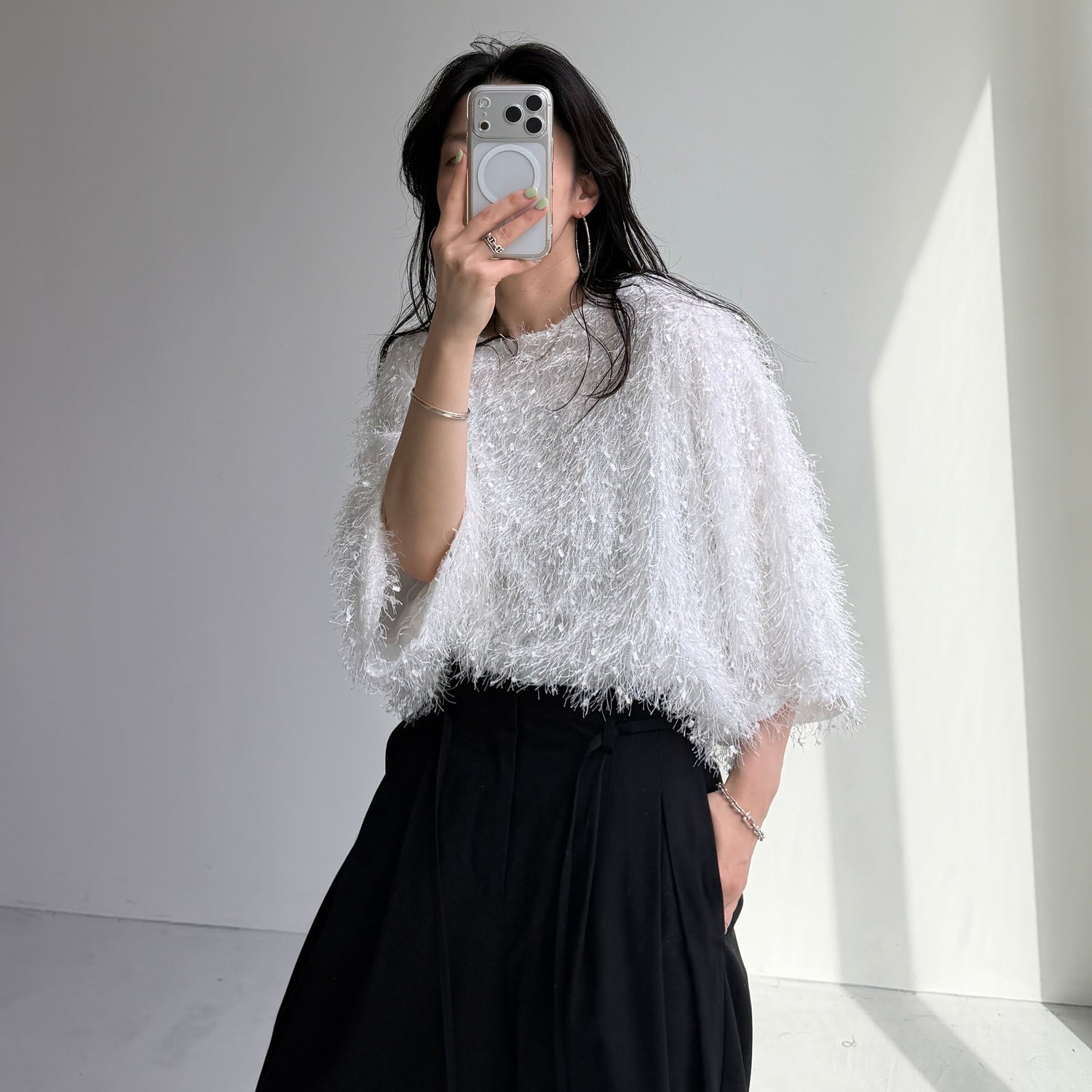 fringe mop tee / ivory