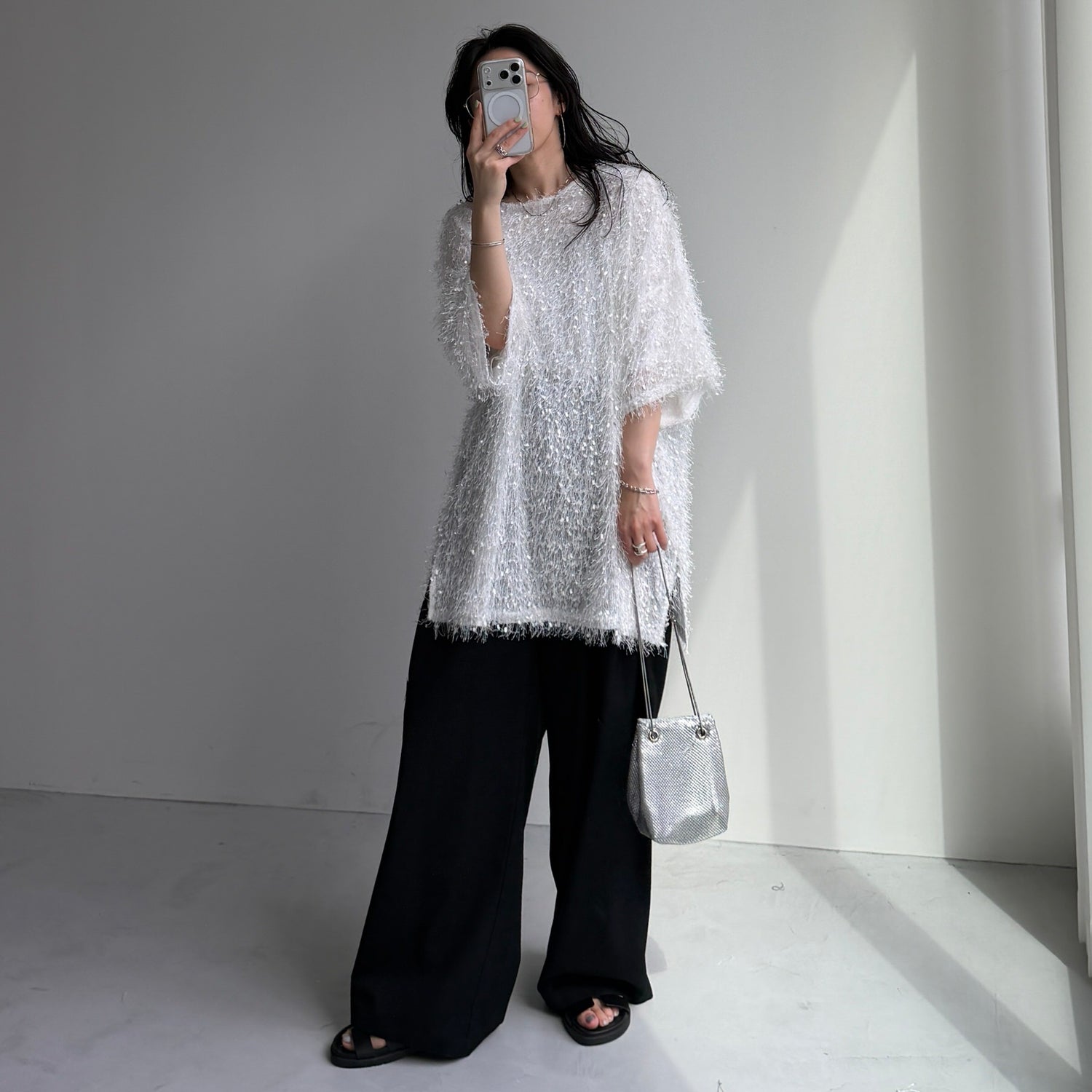 fringe mop tee / ivory