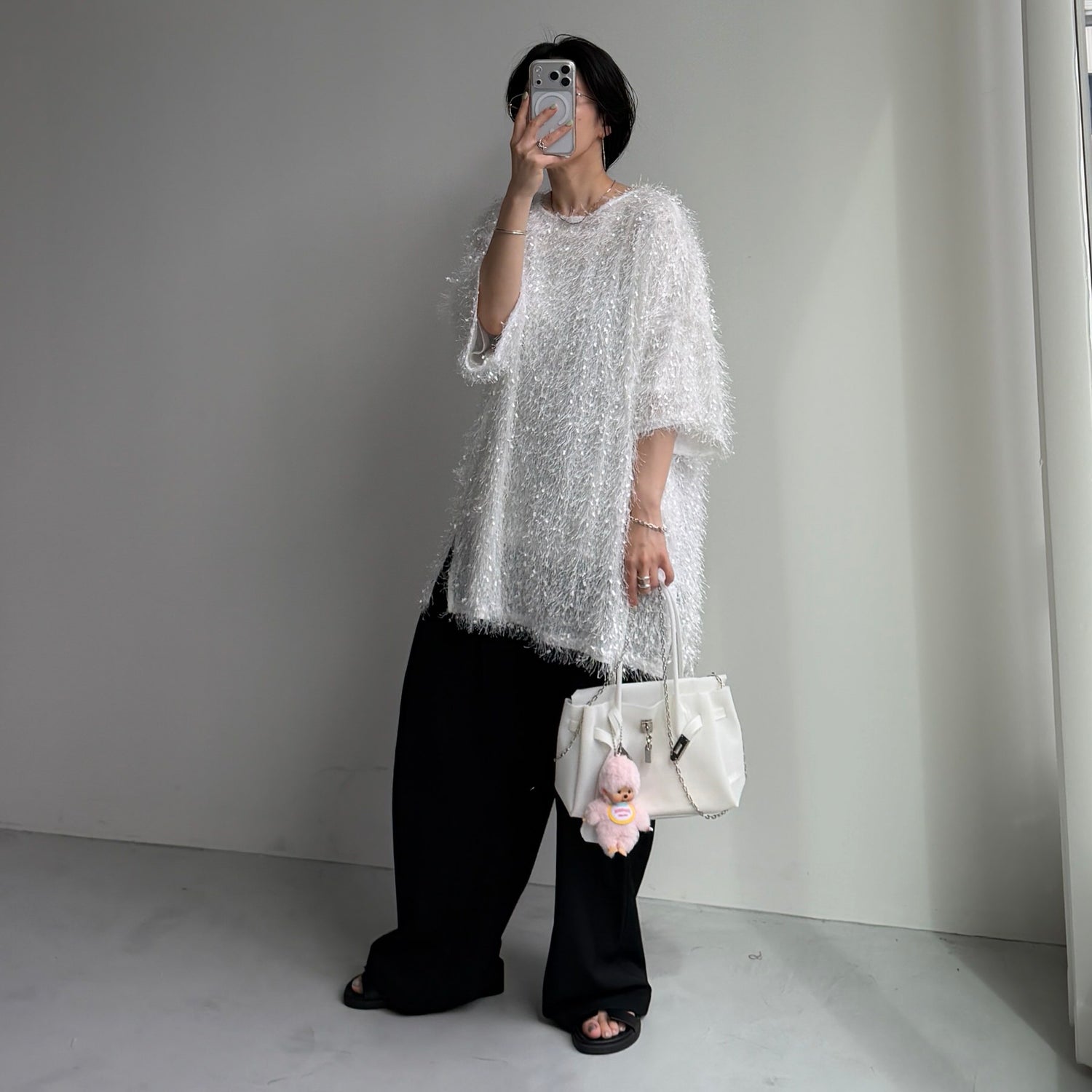 fringe mop tee / ivory