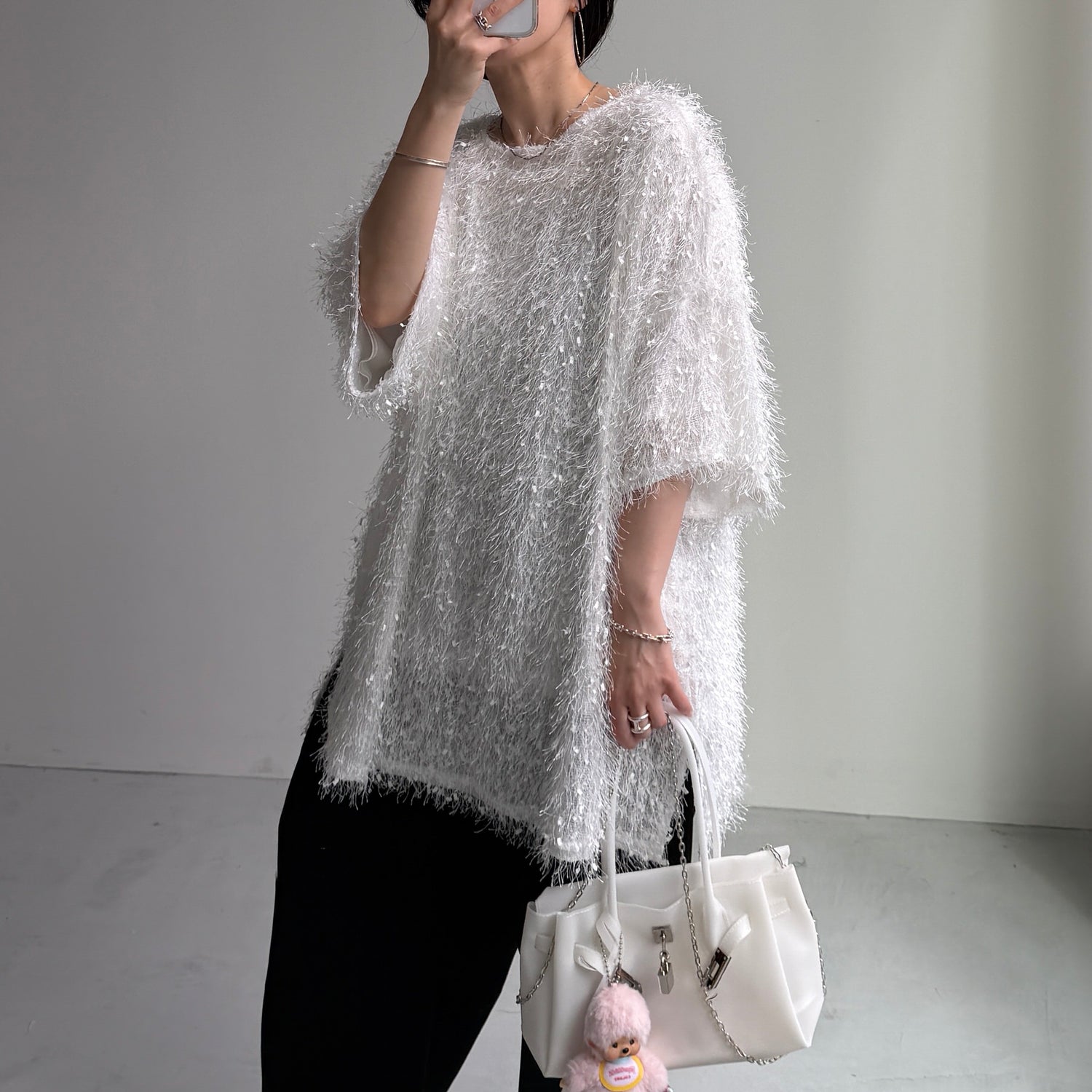 fringe mop tee / ivory