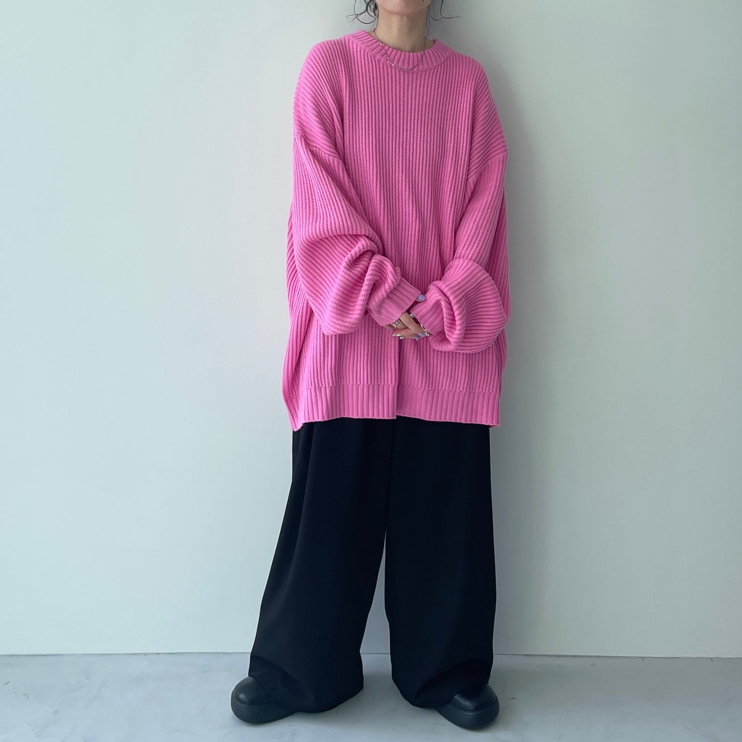 perfect silhouette super over knit / pink