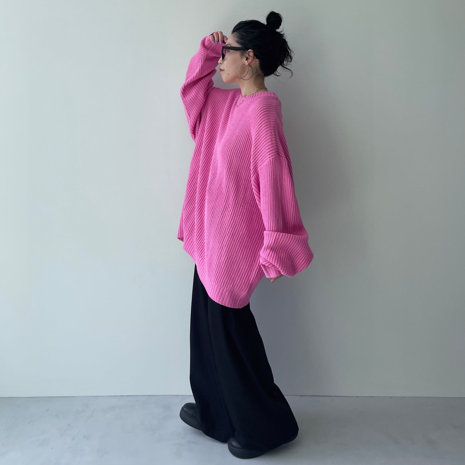 perfect silhouette super over knit / pink