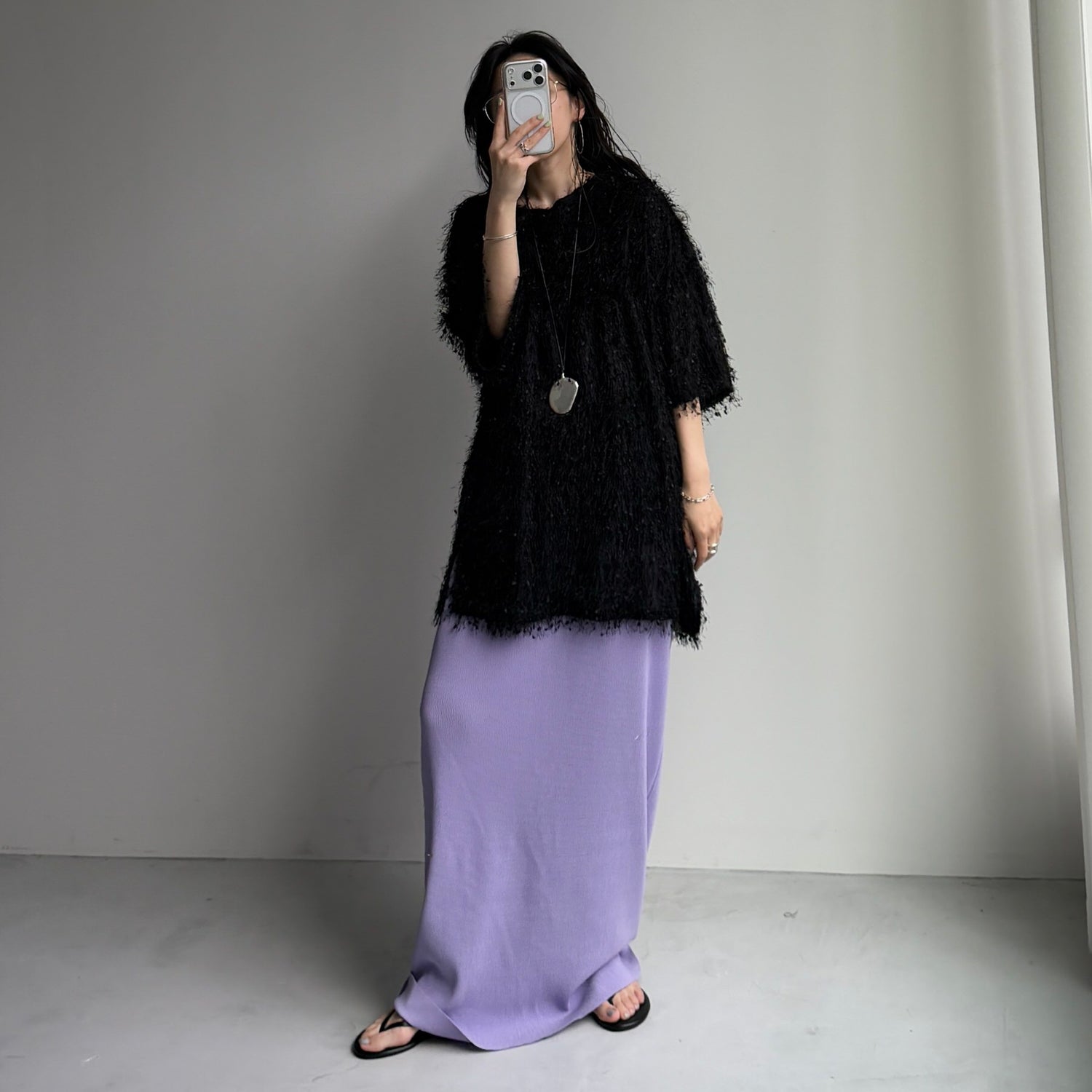fringe mop tee / black