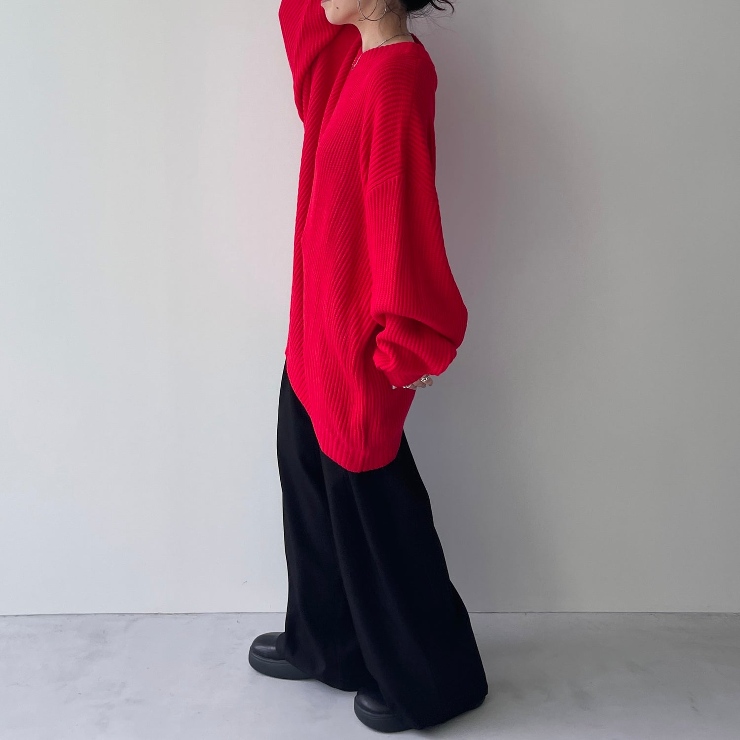 perfect silhouette super over knit / red