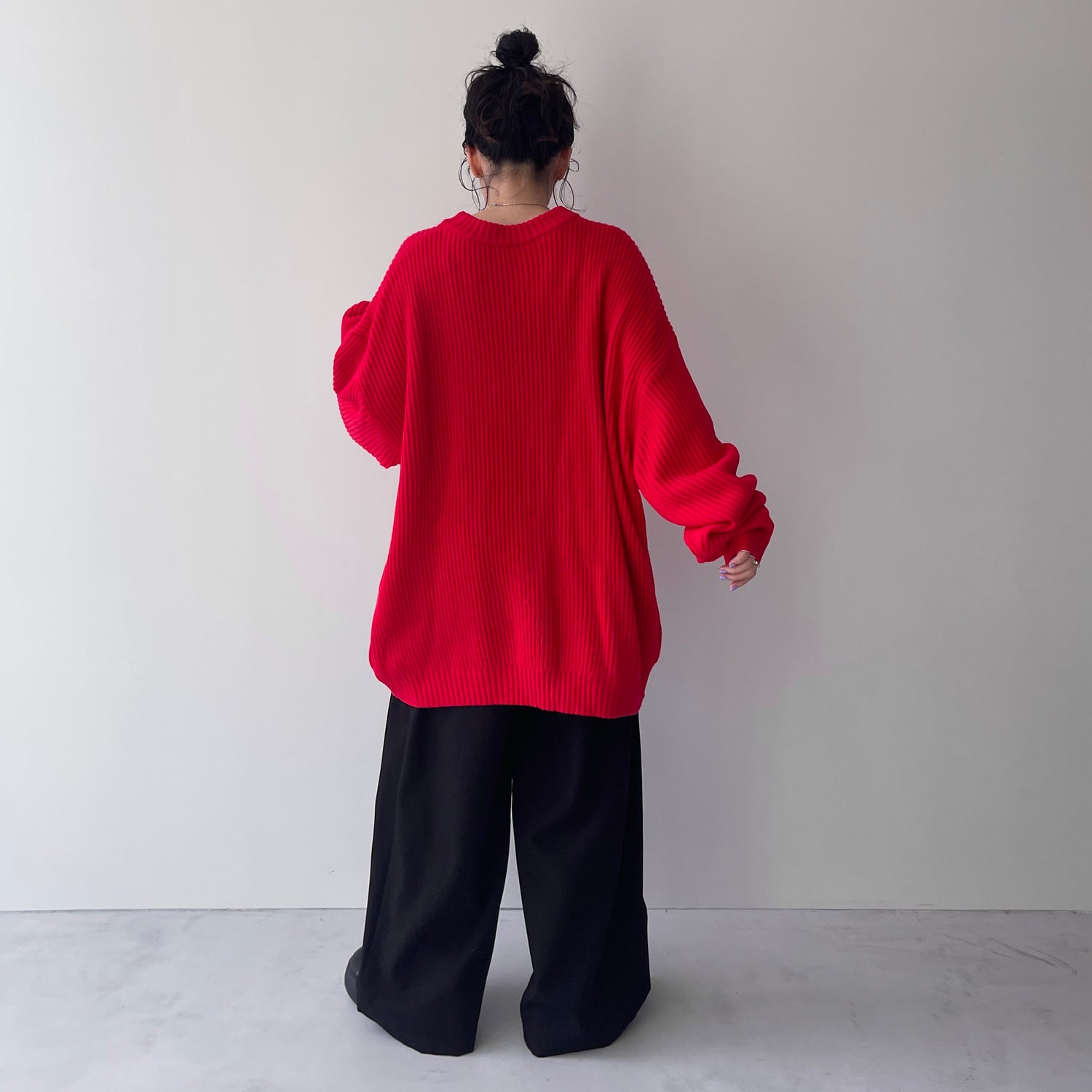 perfect silhouette super over knit / red