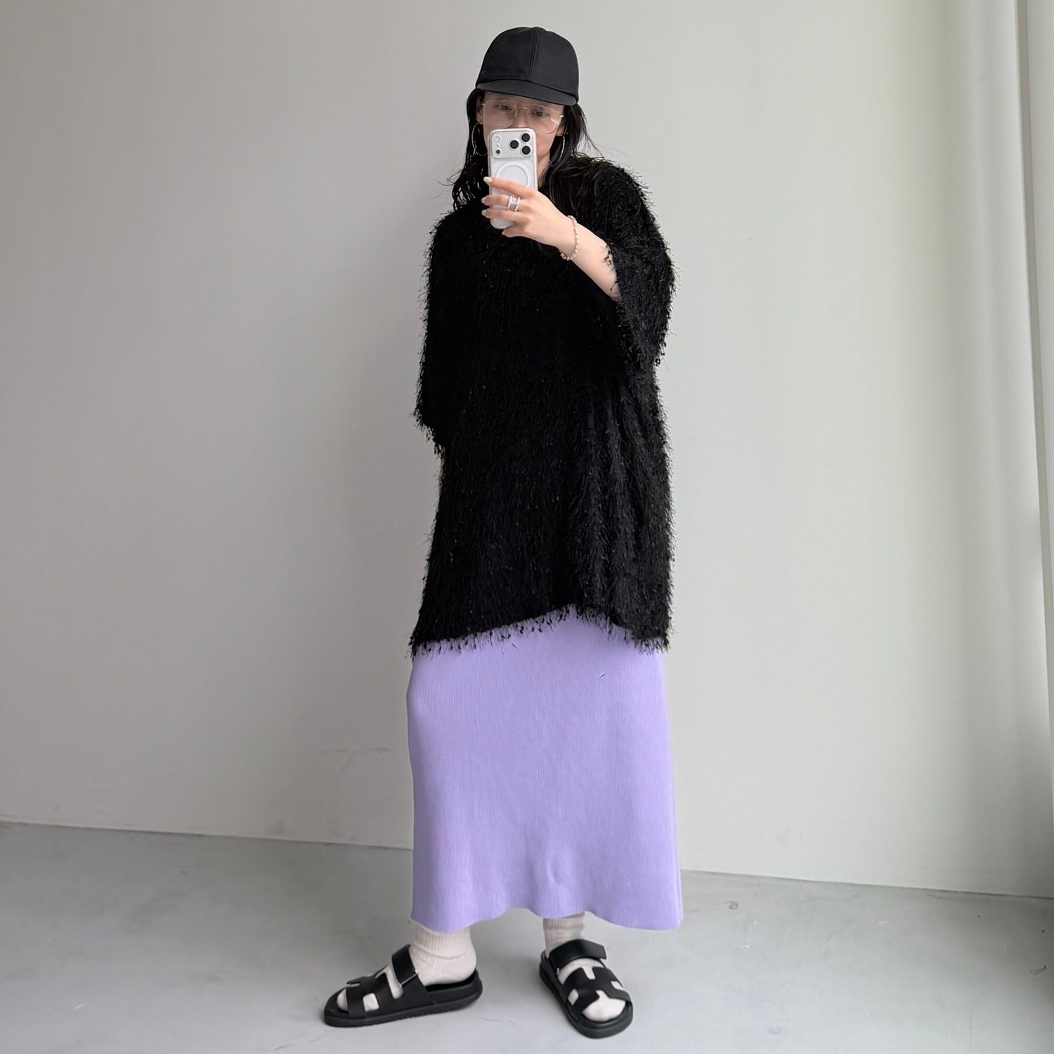 fringe mop tee / black