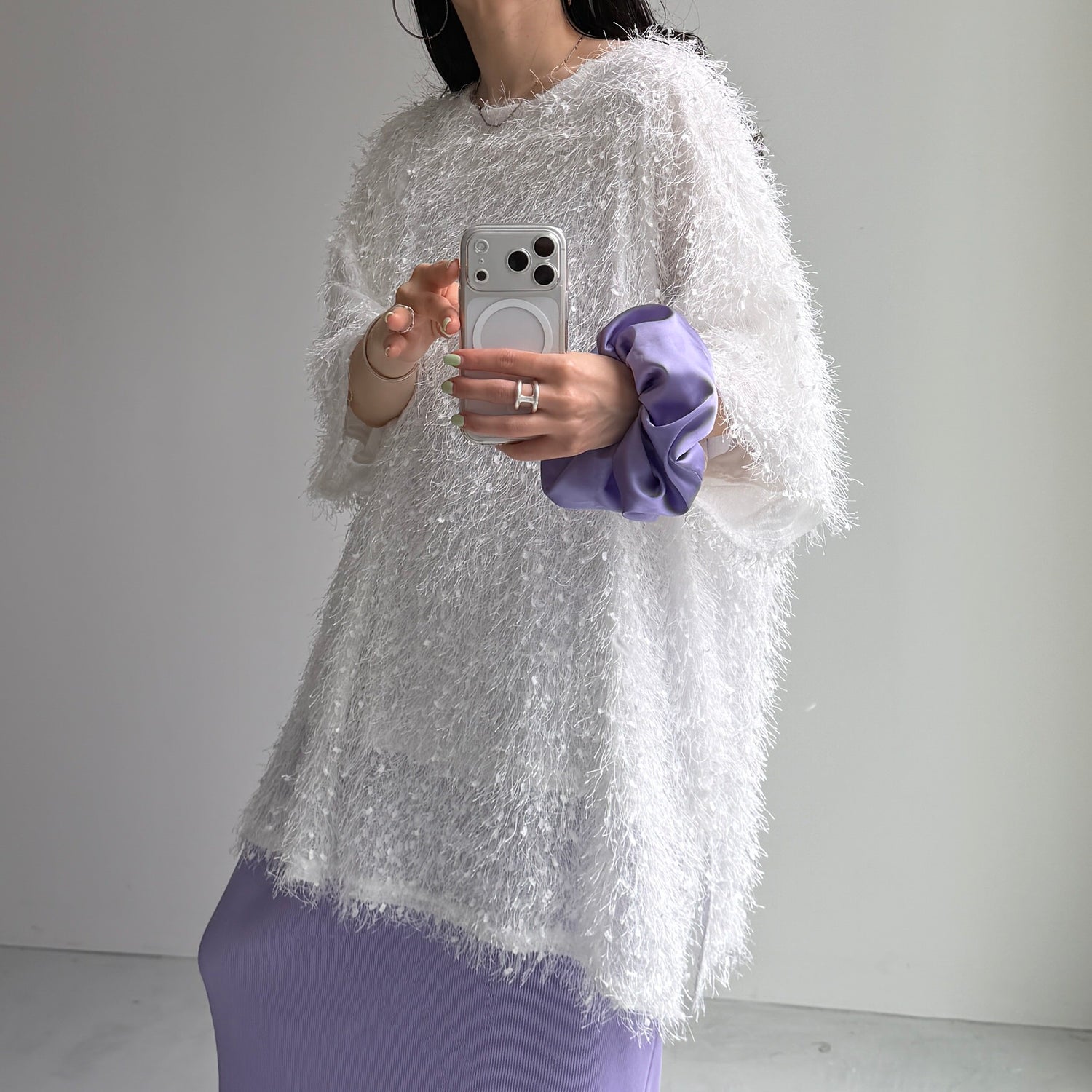 fringe mop tee / ivory