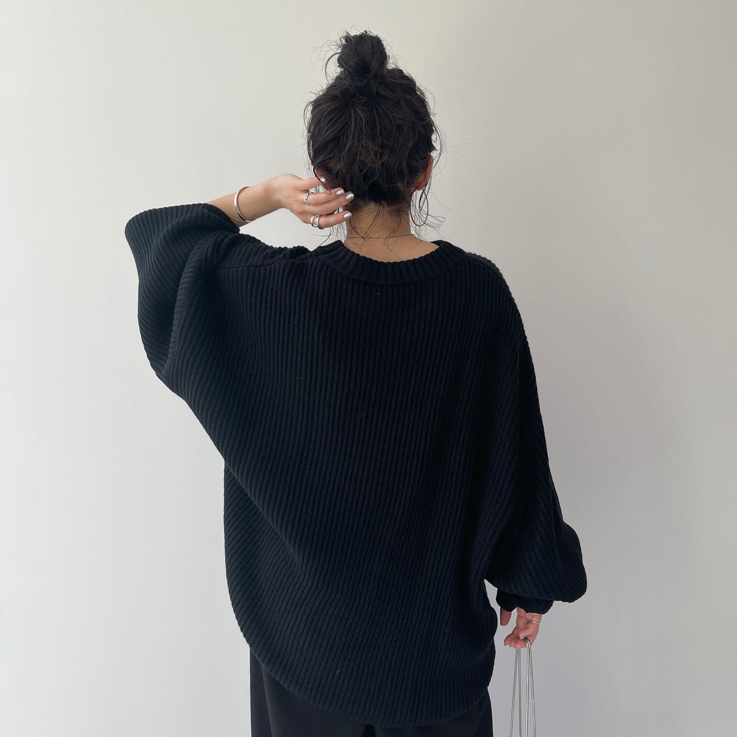 perfect silhouette super over knit / black