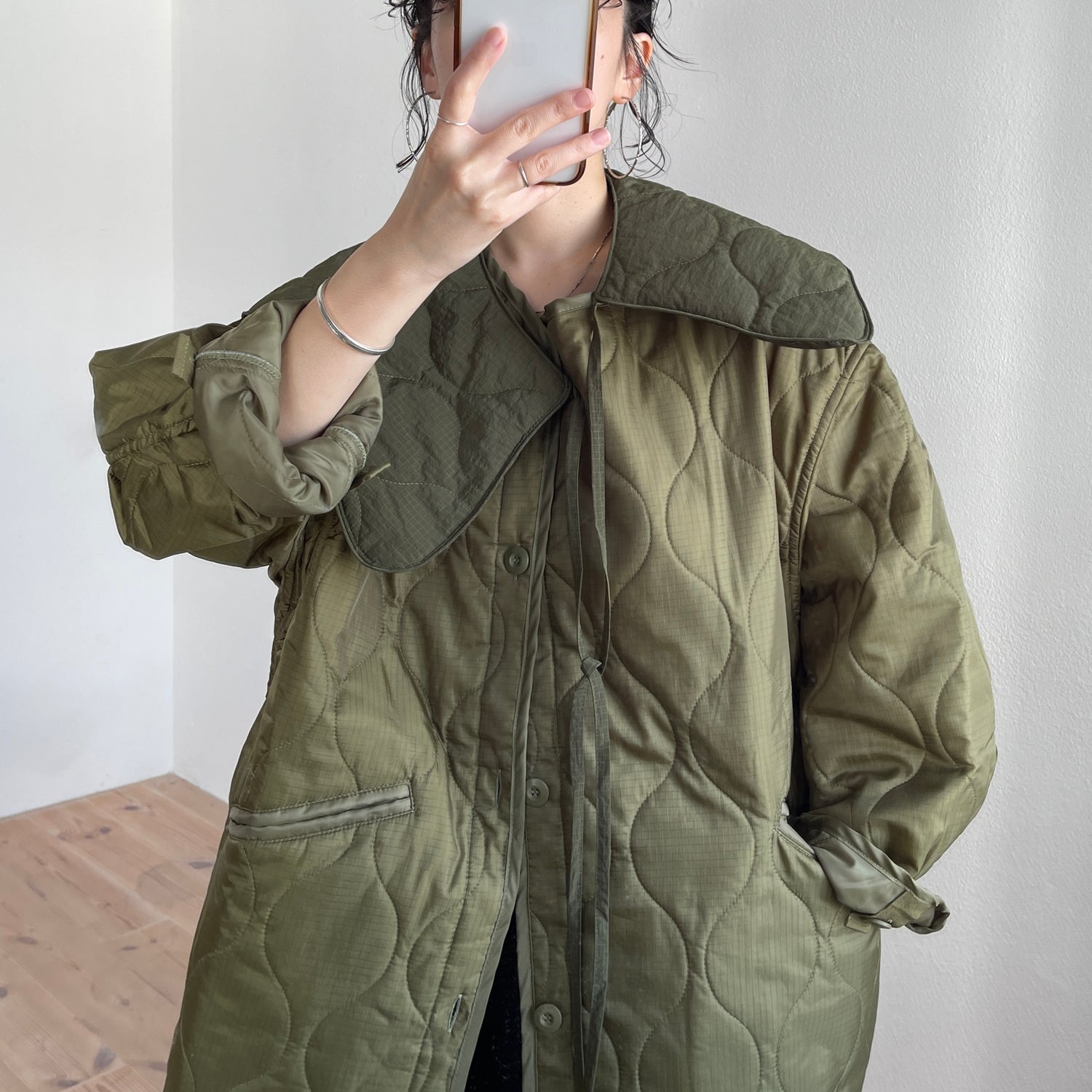 over size quilting liner jacket / khaki | wee9s | ウィークス