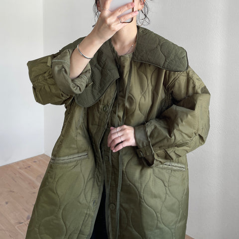 over size quilting liner jacket / khaki