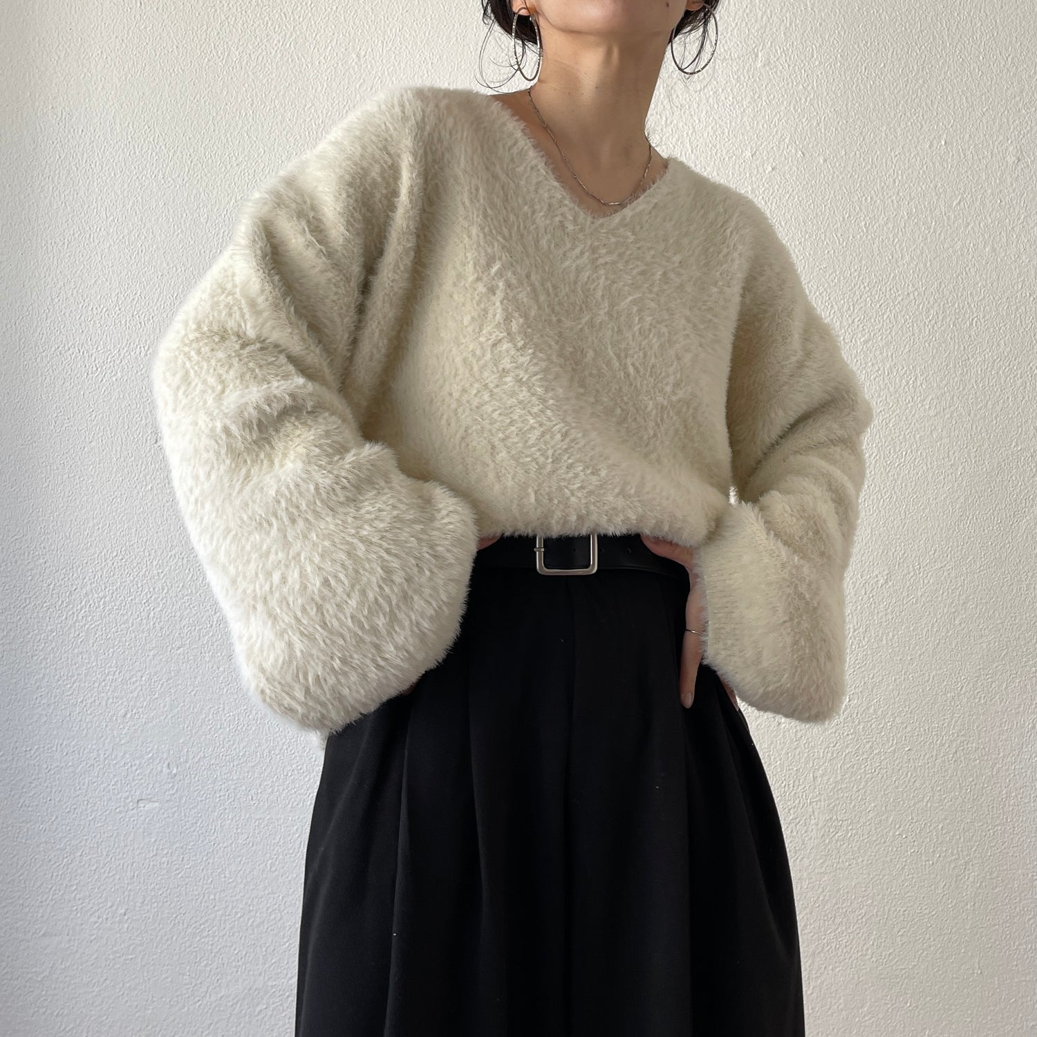 2way shaggy over knit / ivory | wee9s | ウィークス オフィシャル