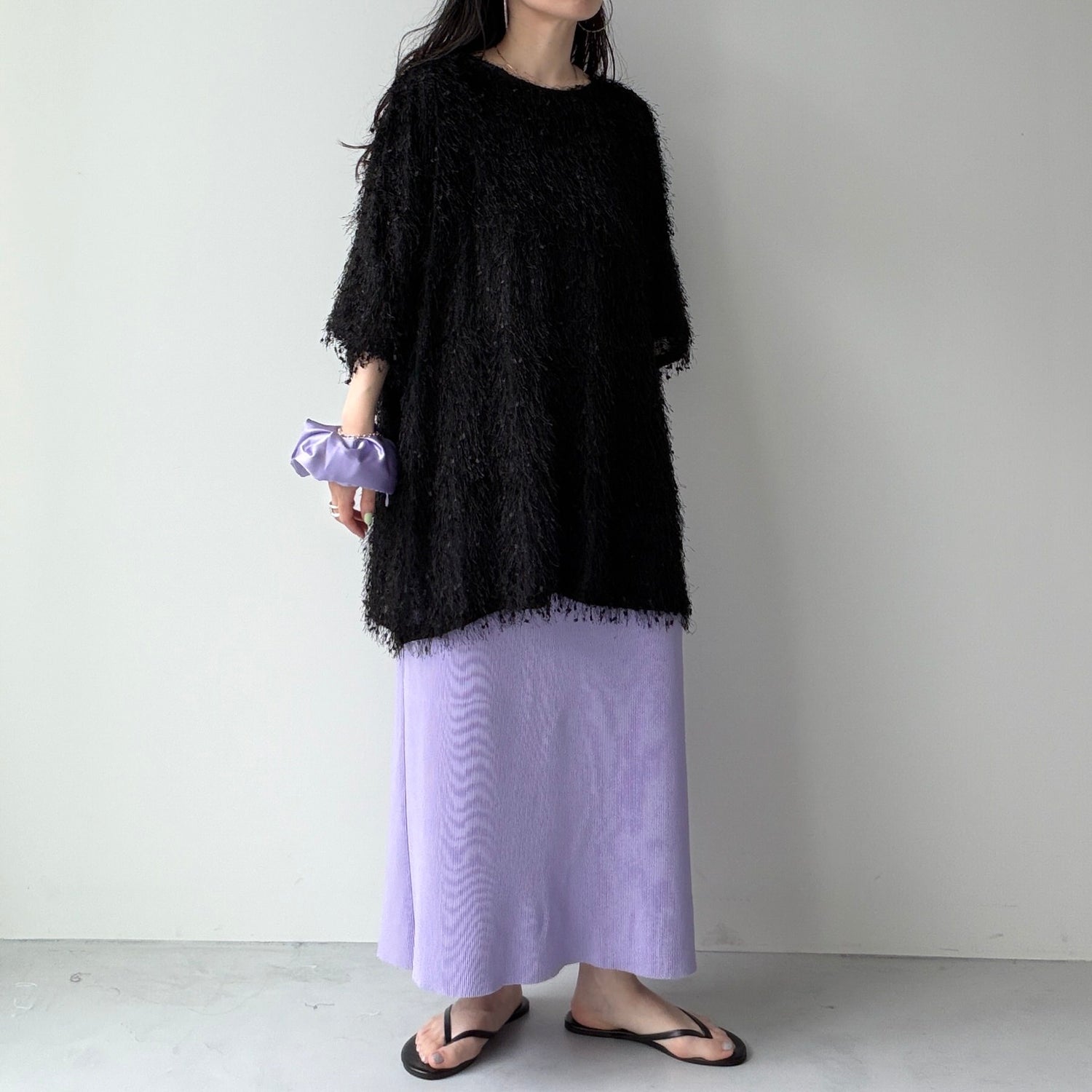 fringe mop tee / black