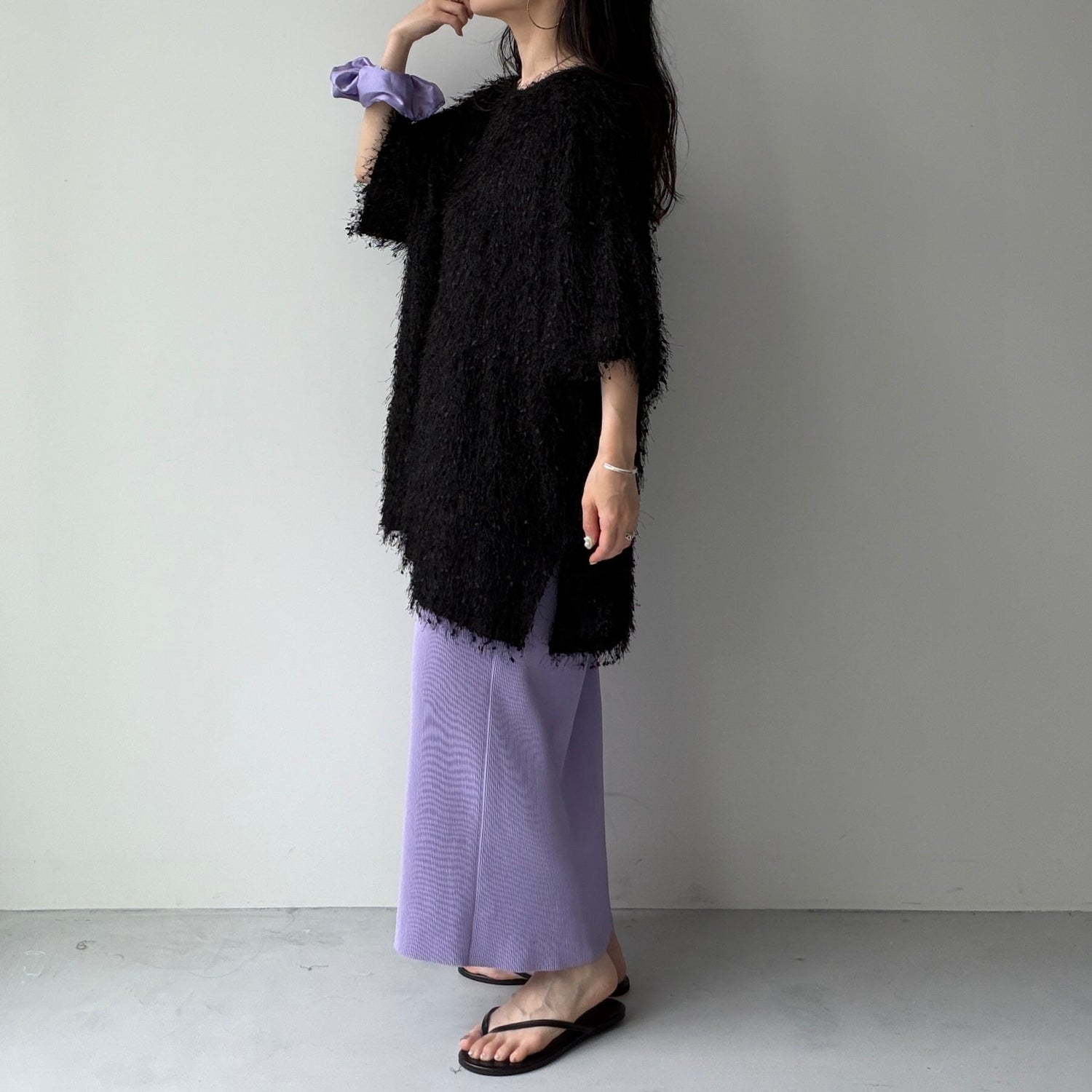 fringe mop tee / black