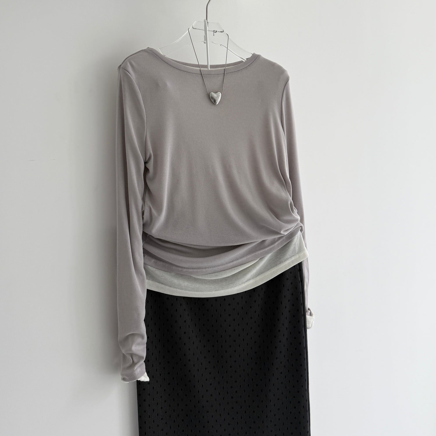 KASANE sheer tee / gray