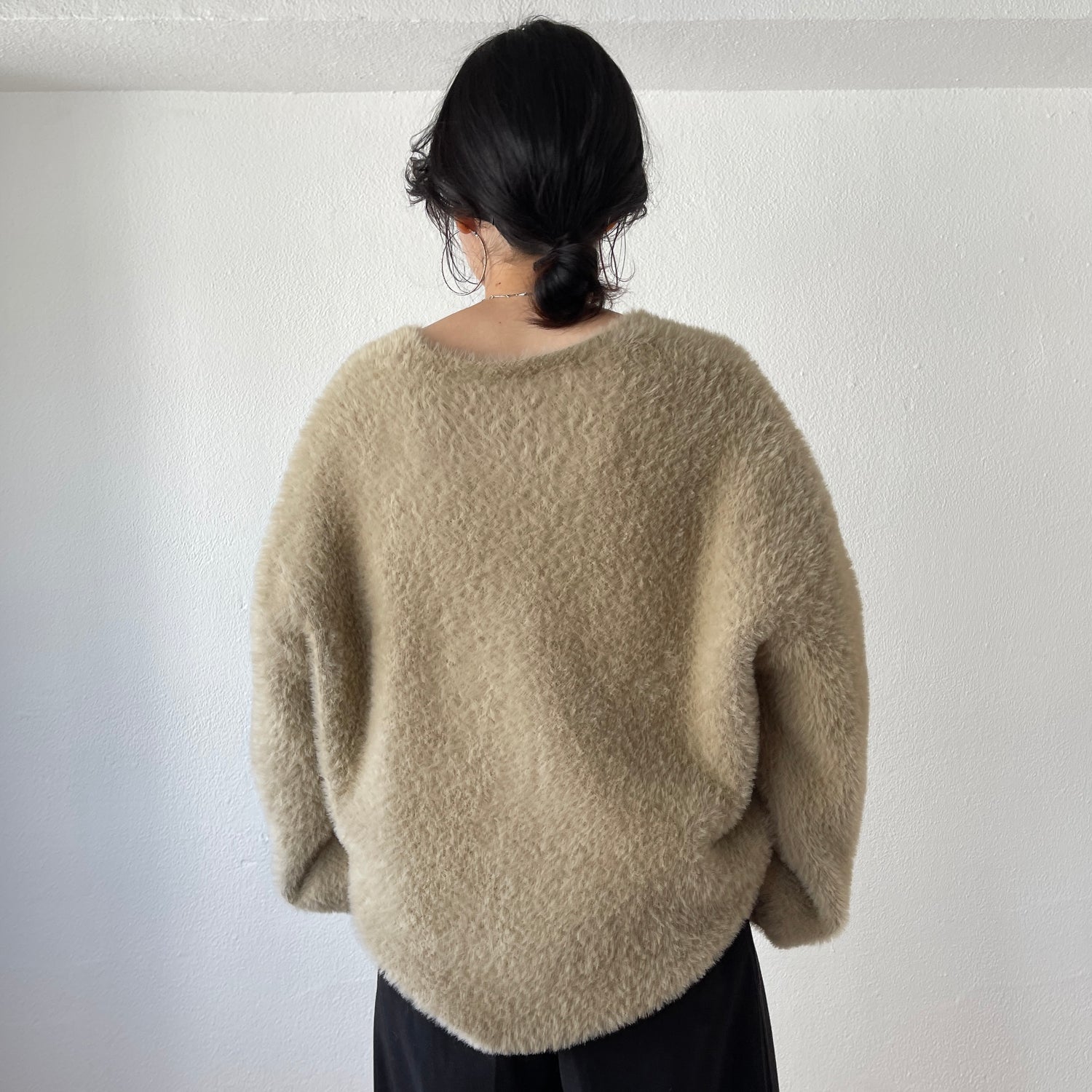 【SAMPLE】2way shaggy over knit / beige