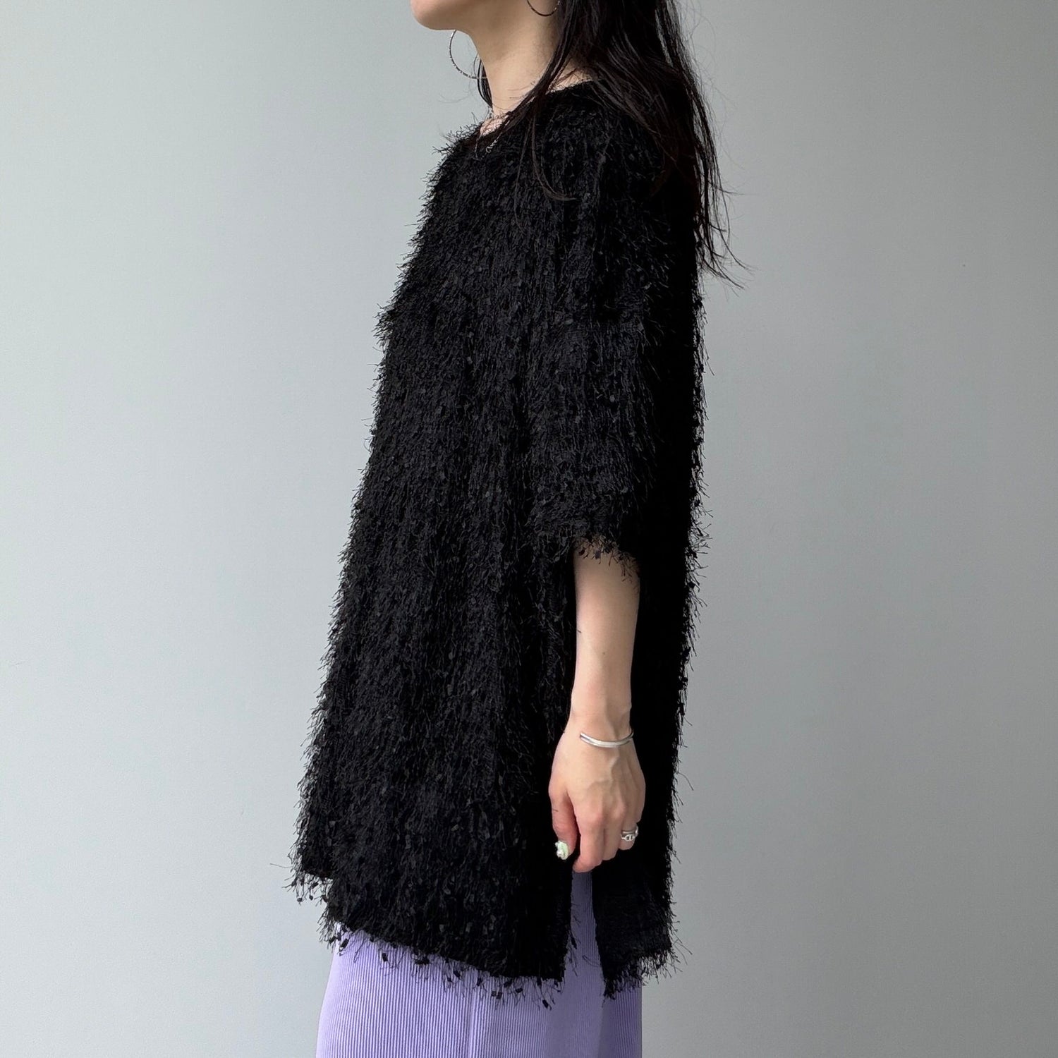 fringe mop tee / black
