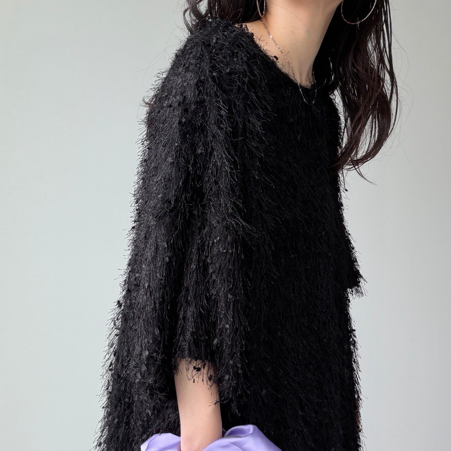 fringe mop tee / black