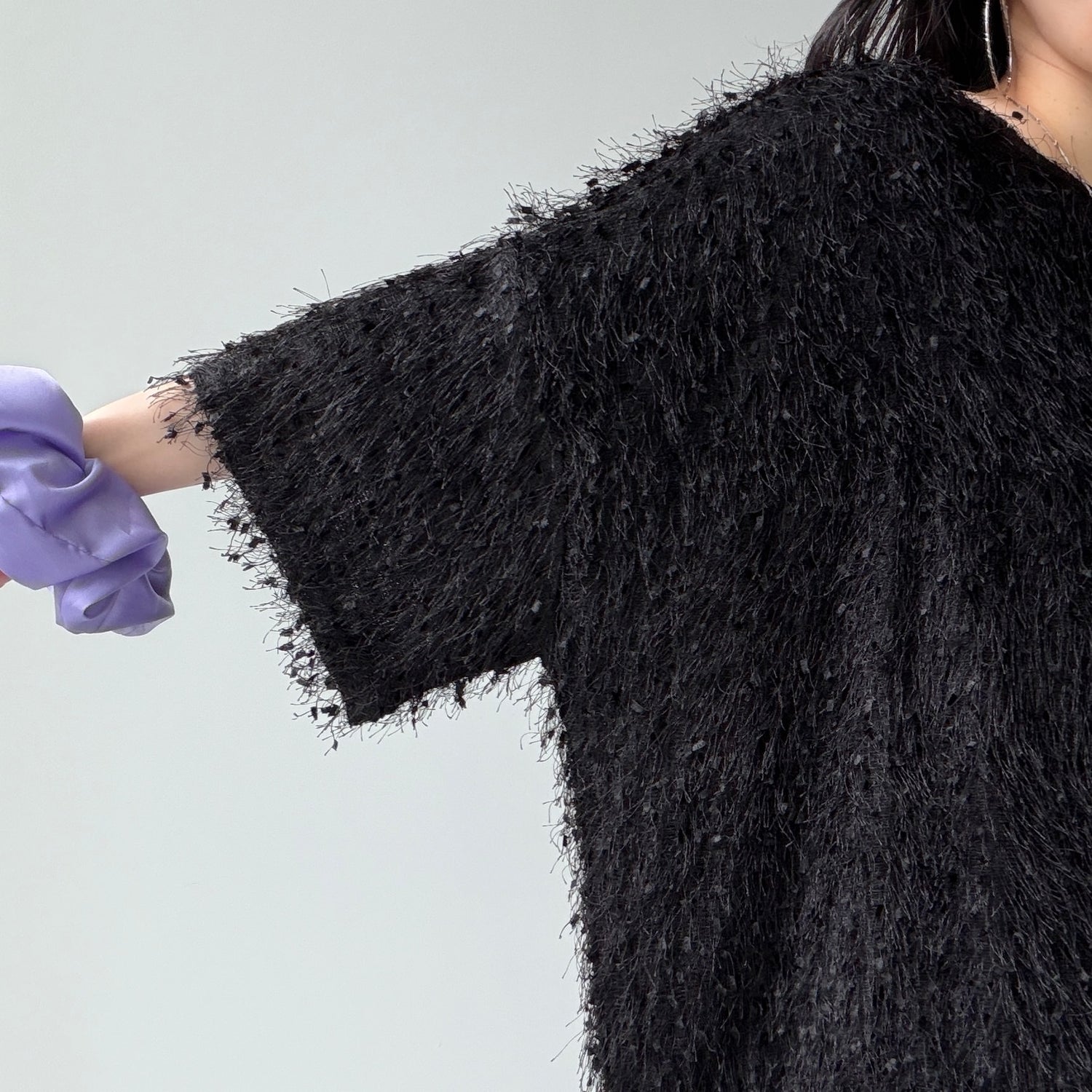 fringe mop tee / black