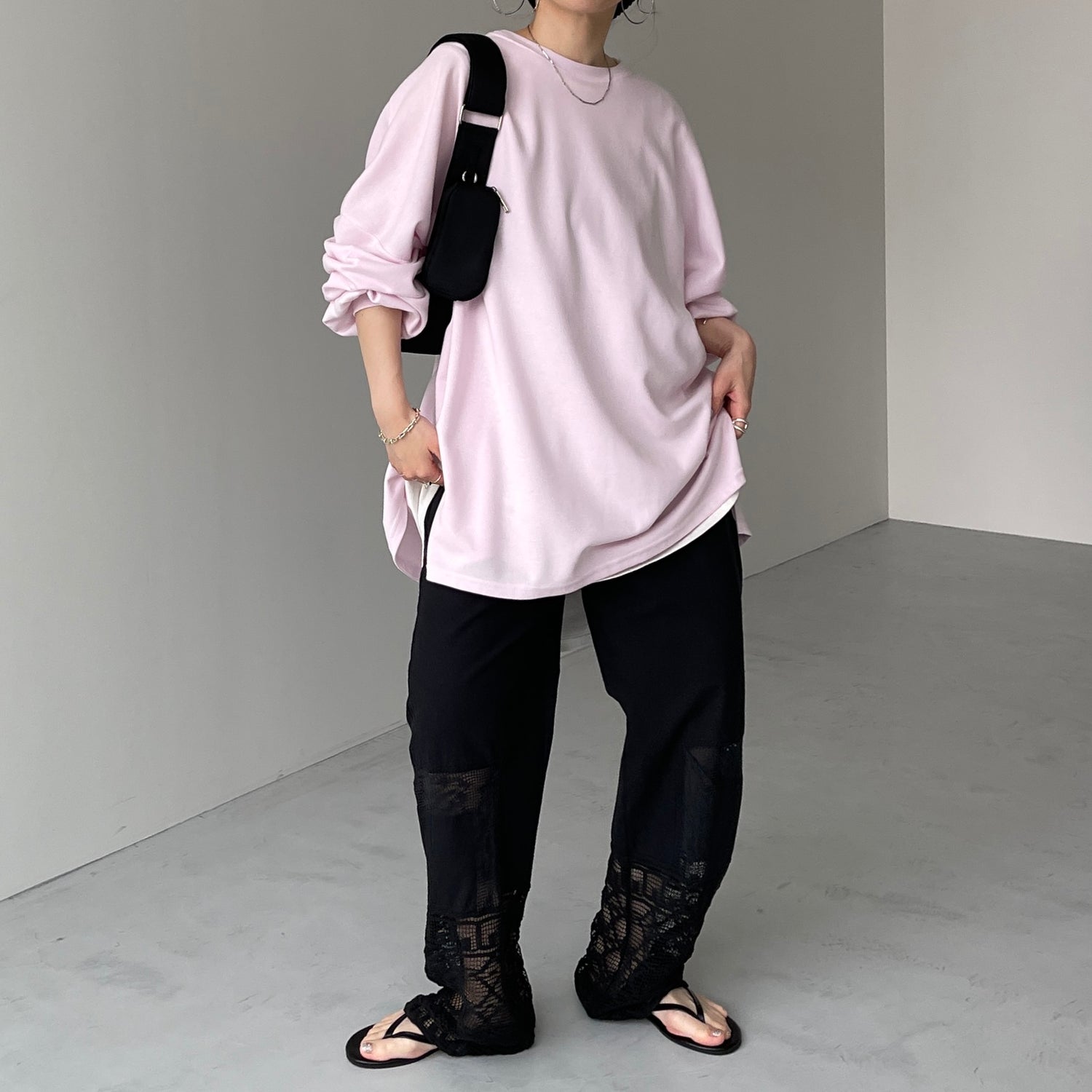 vintage like lace pants / black[FREE or LONG]