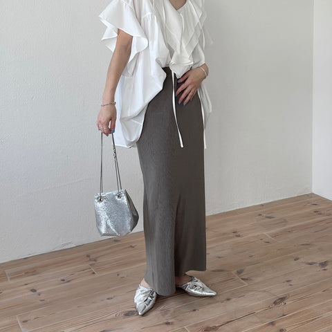 【SAMPLE】daily daily super stretch pleats skirt / grayish beige