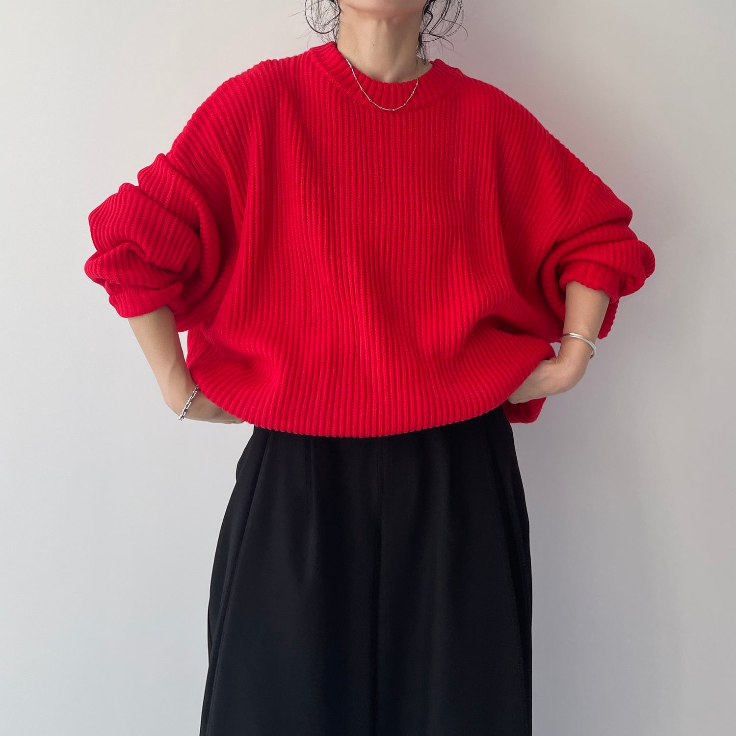 perfect silhouette super over knit / red