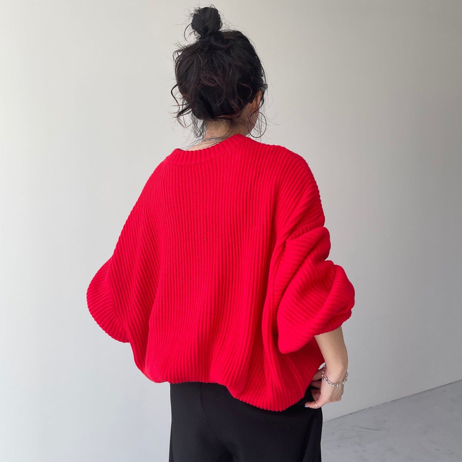 perfect silhouette super over knit / red