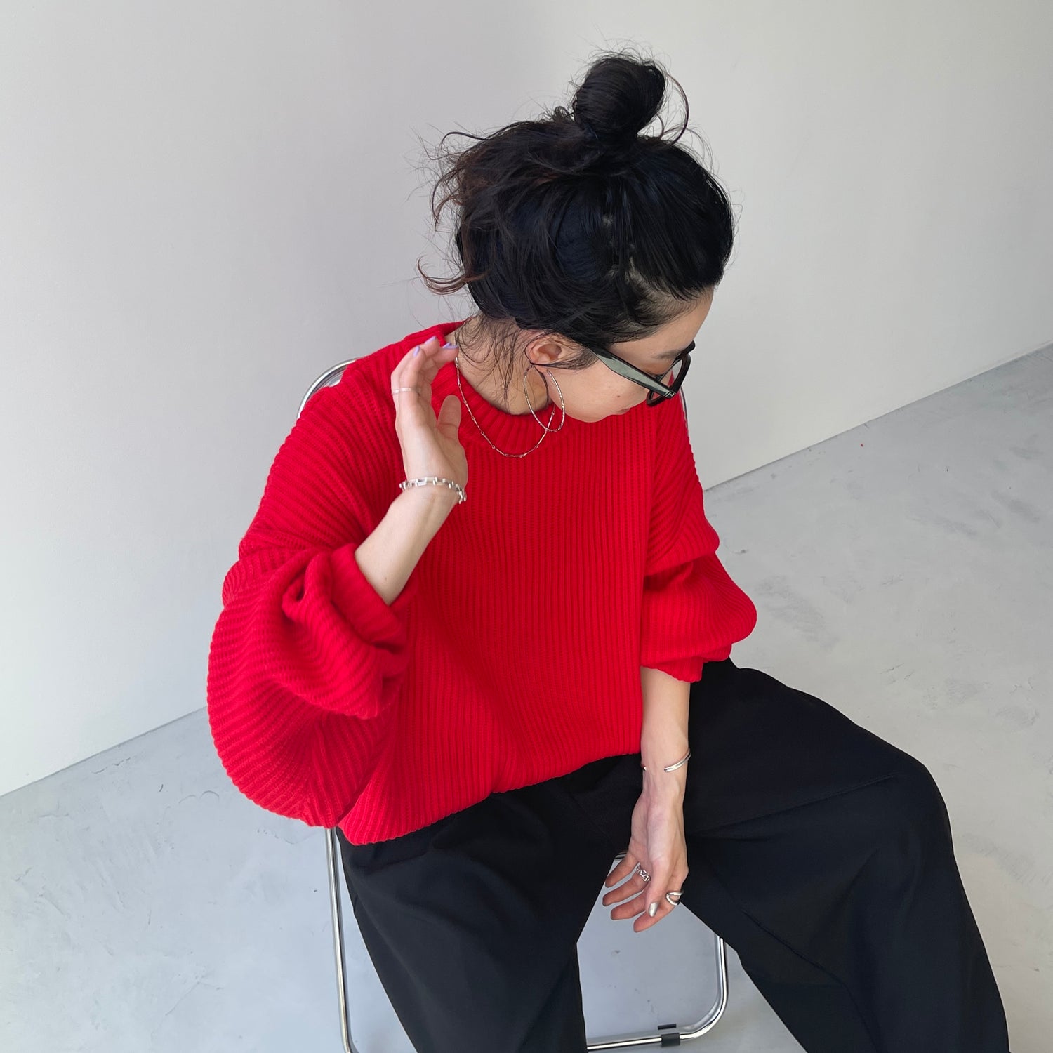 perfect silhouette super over knit / red