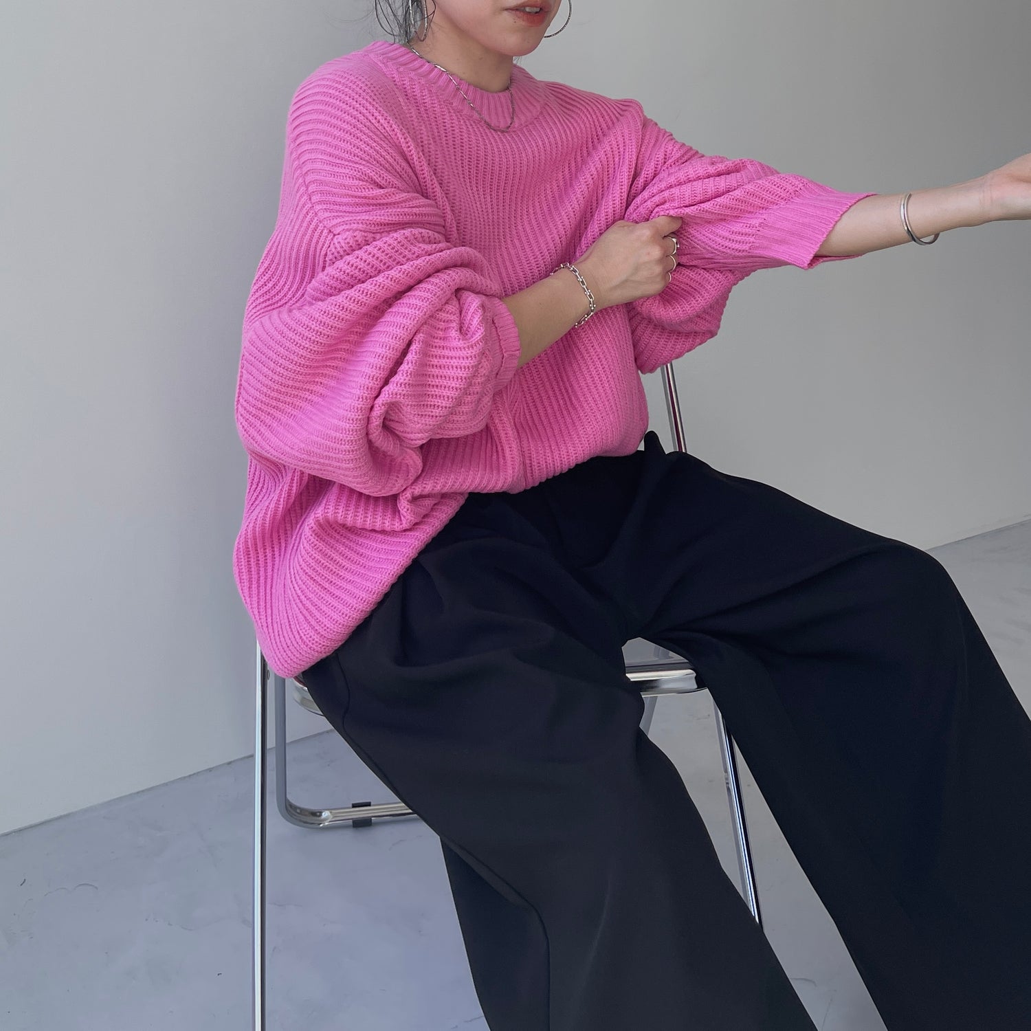 perfect silhouette super over knit / pink