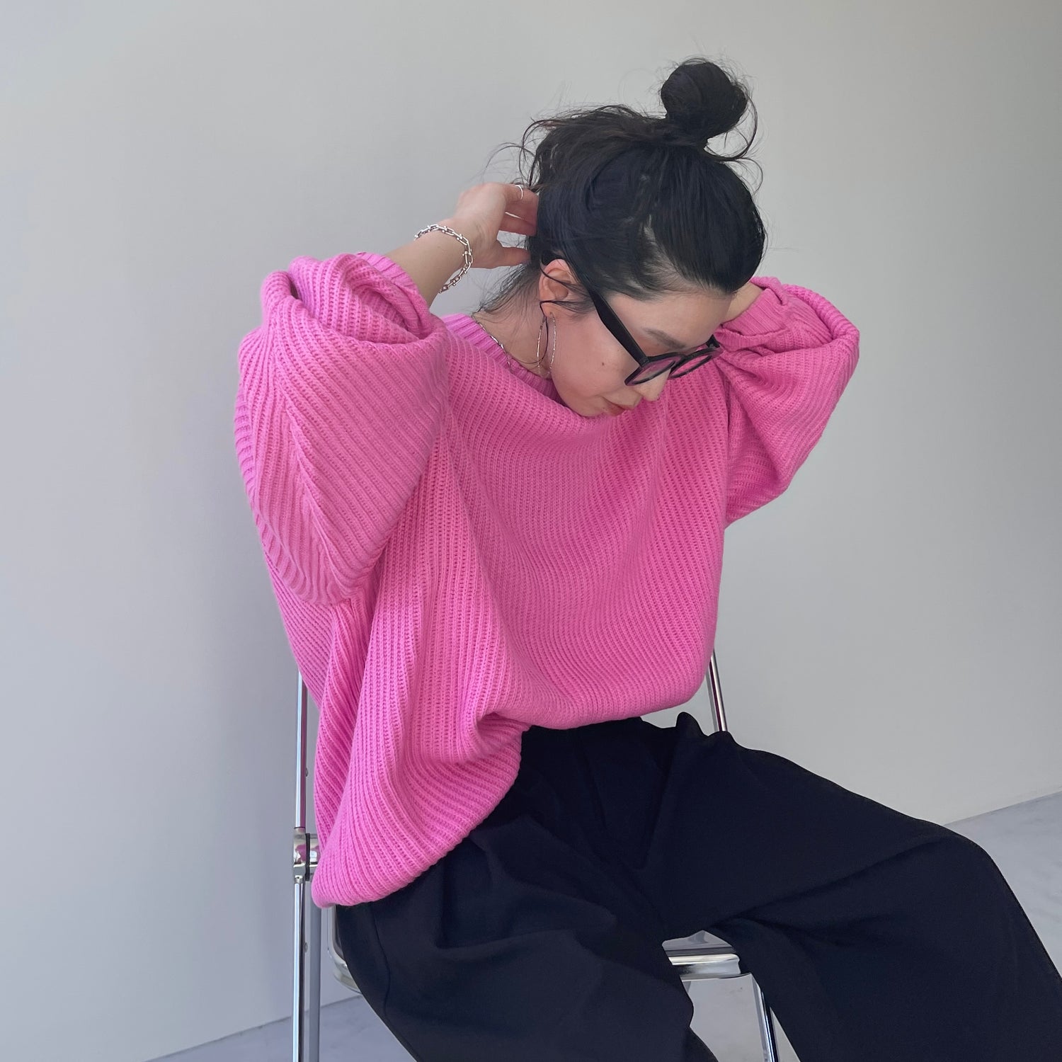 perfect silhouette super over knit / pink