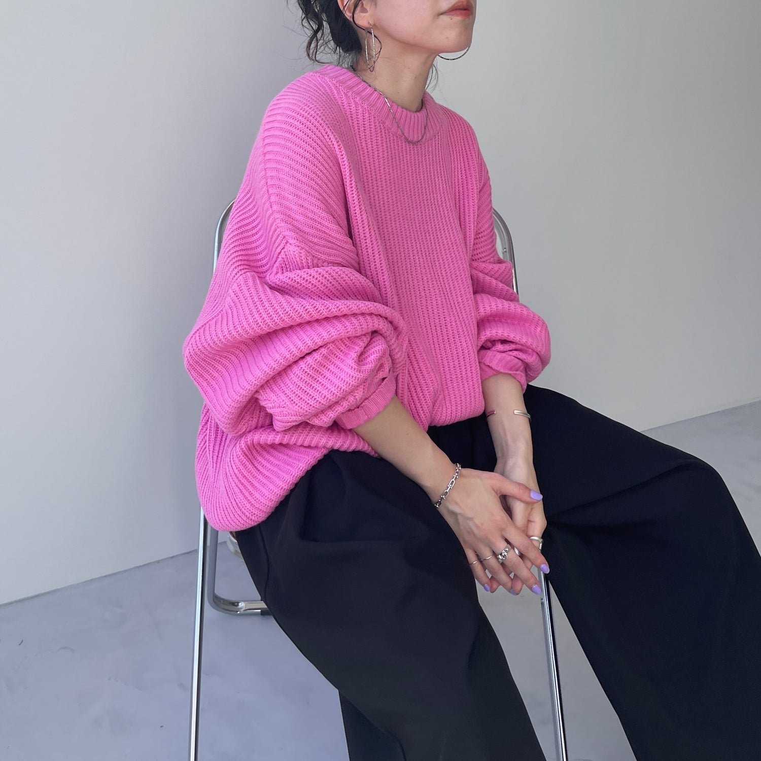 perfect silhouette super over knit / pink