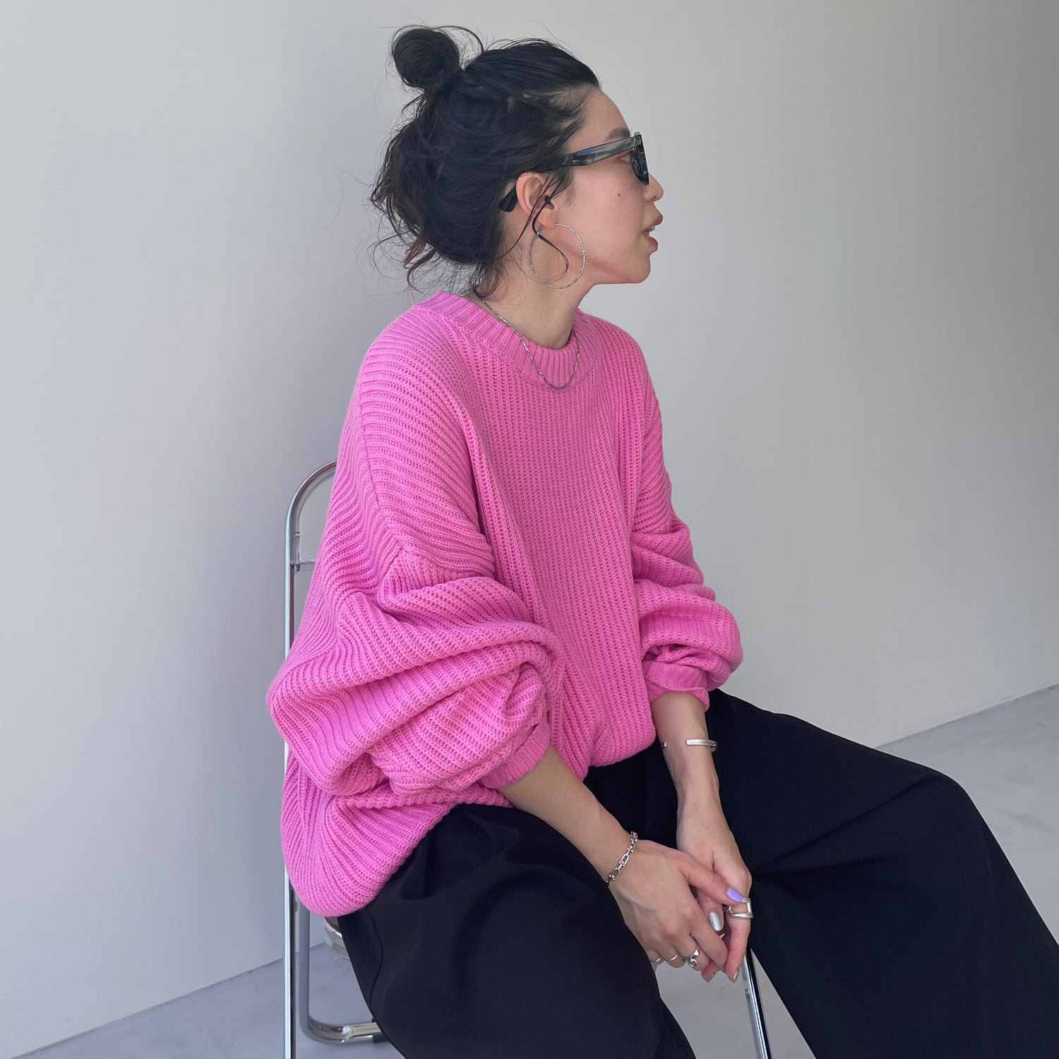 perfect silhouette super over knit / pink