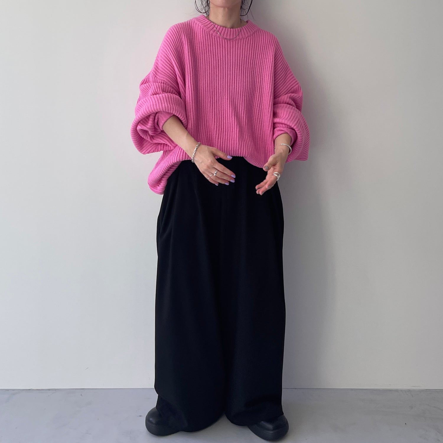 perfect silhouette super over knit / pink