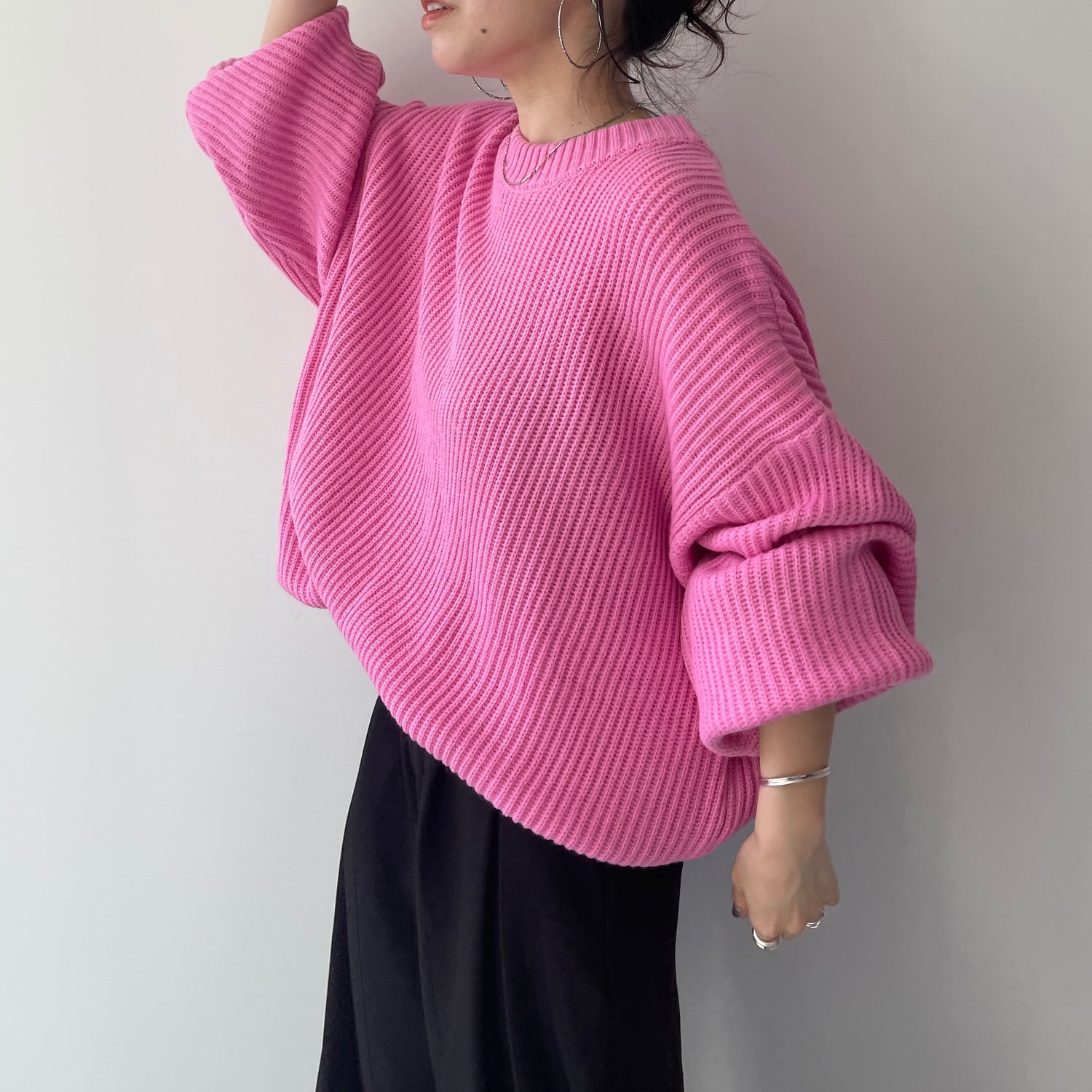 perfect silhouette super over knit / pink