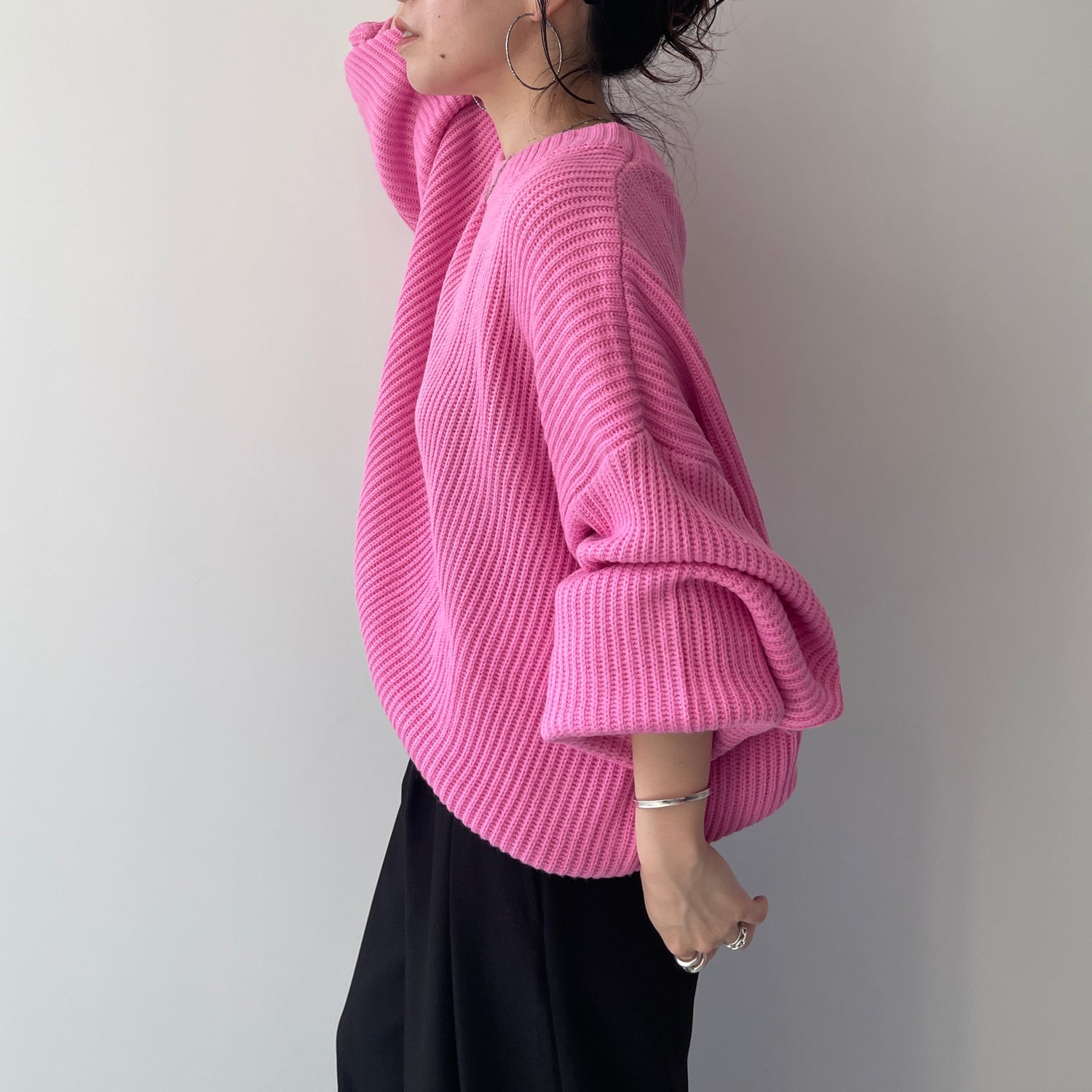 perfect silhouette super over knit / pink