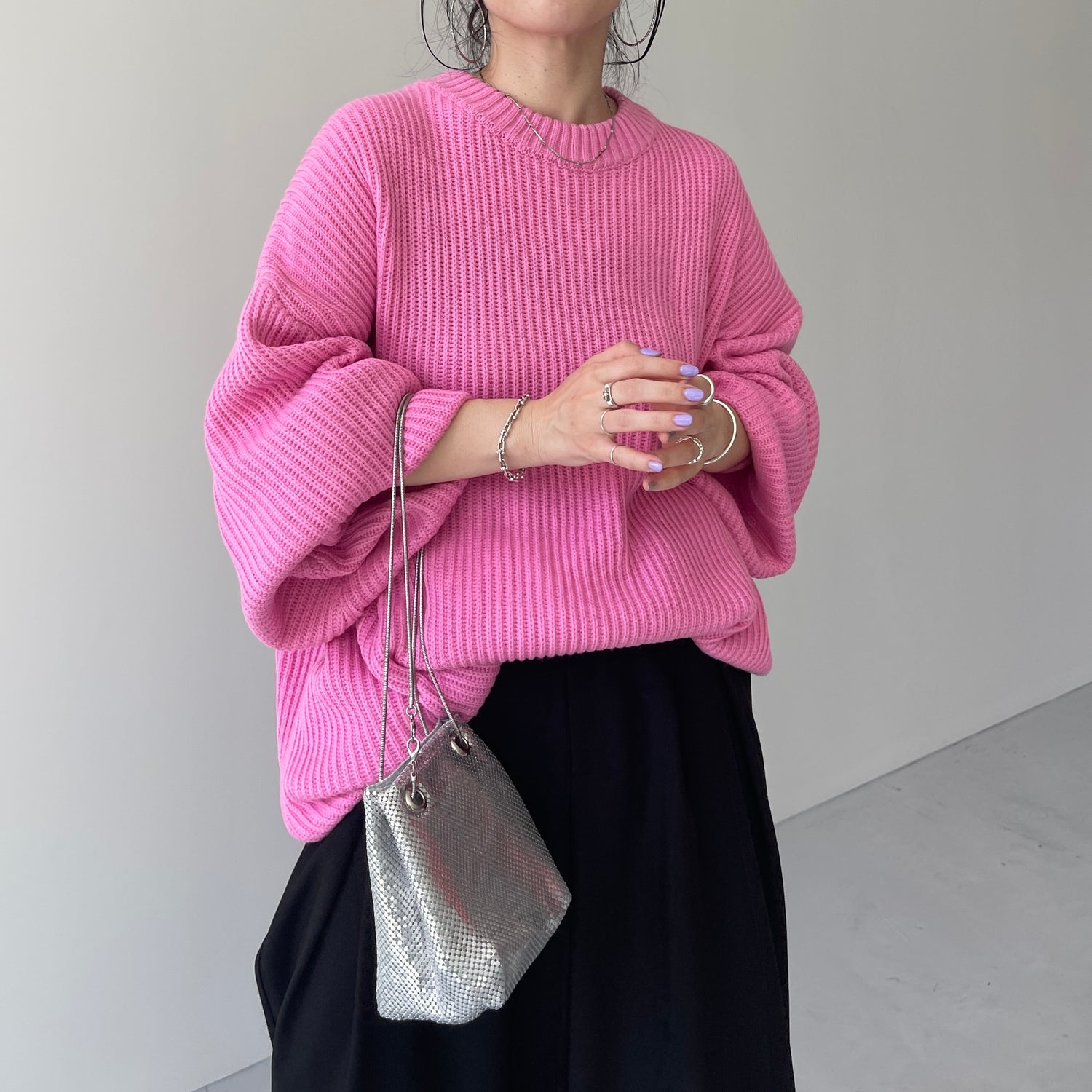 perfect silhouette super over knit / pink