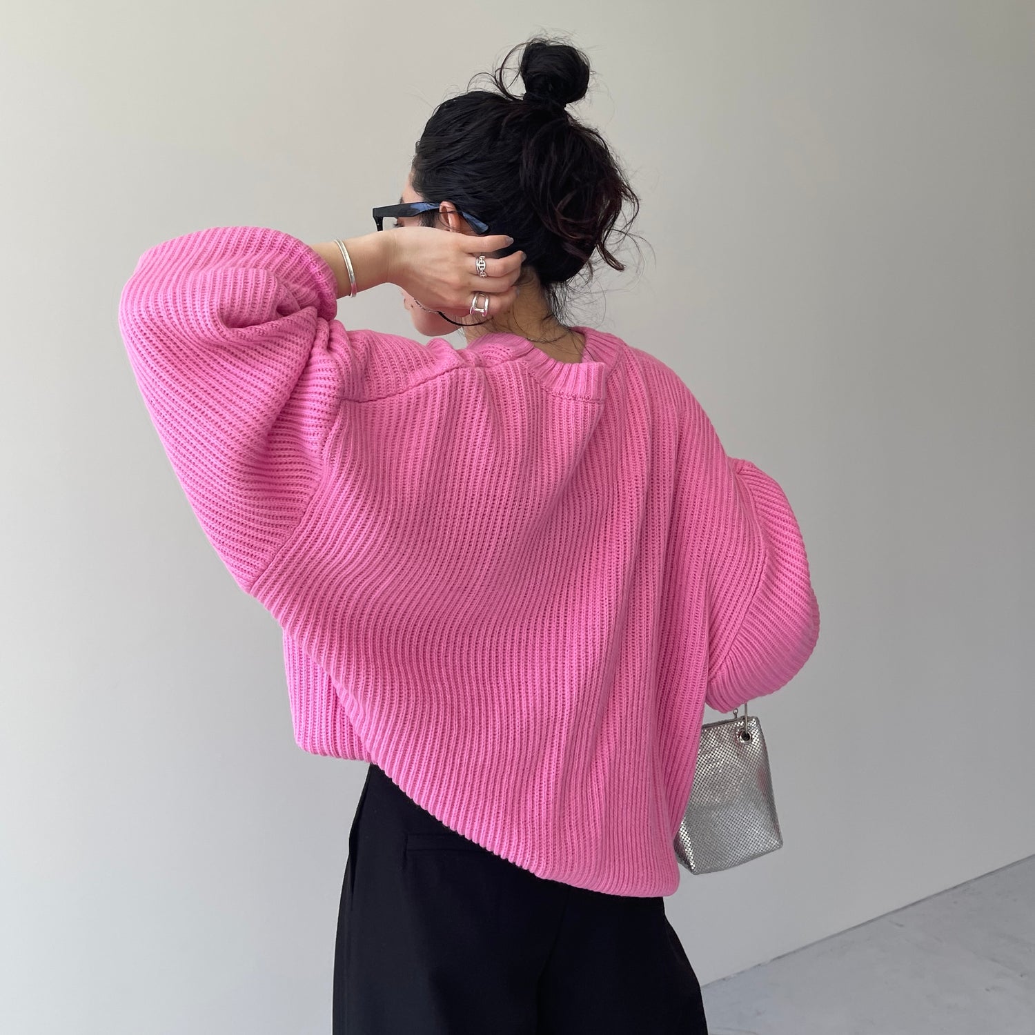 perfect silhouette super over knit / pink