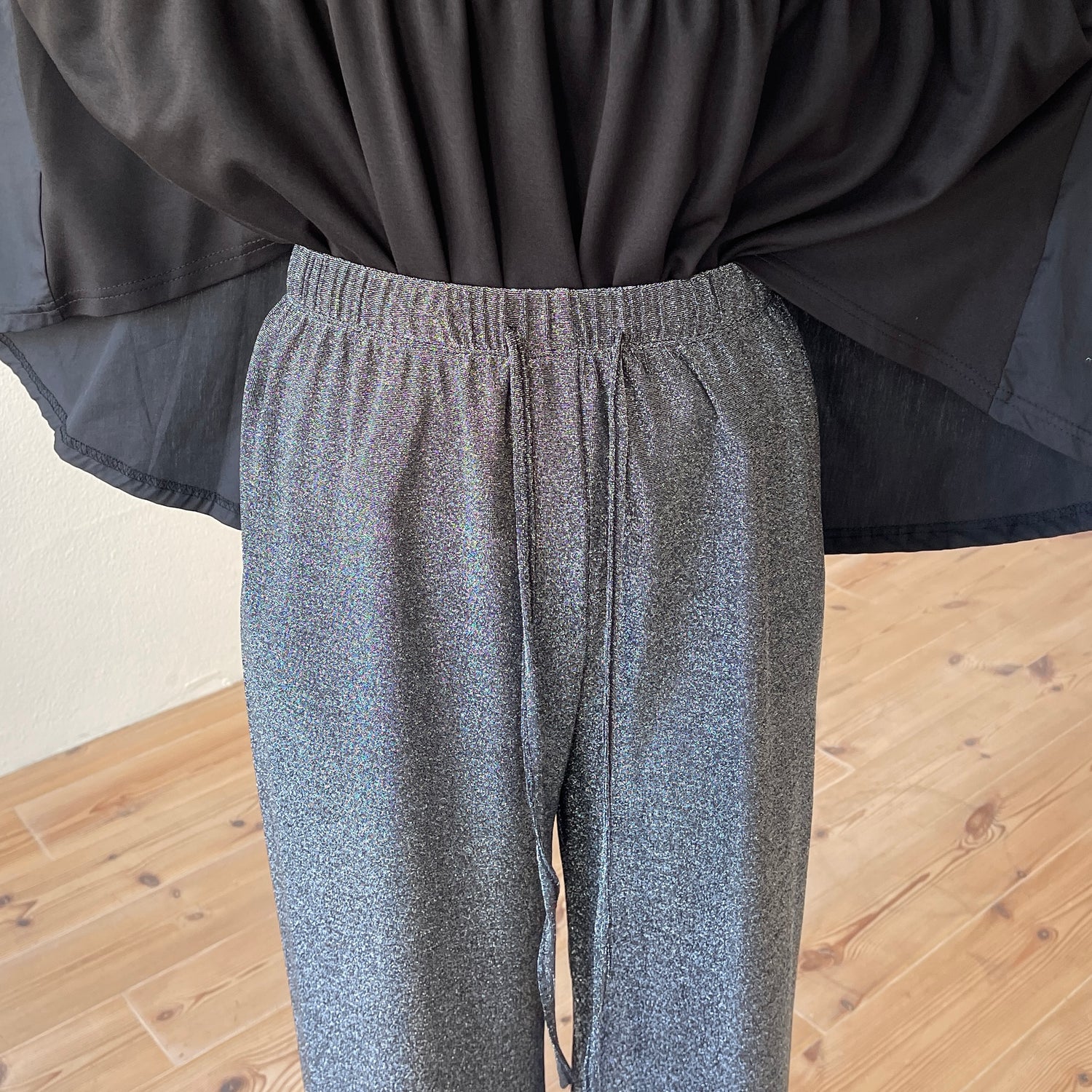 "GIRA GIRA" glitter disco pants / silver