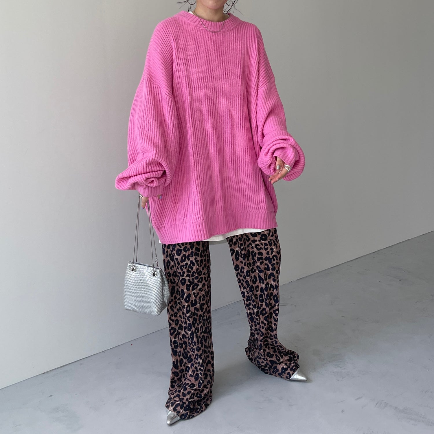 perfect silhouette super over knit / pink