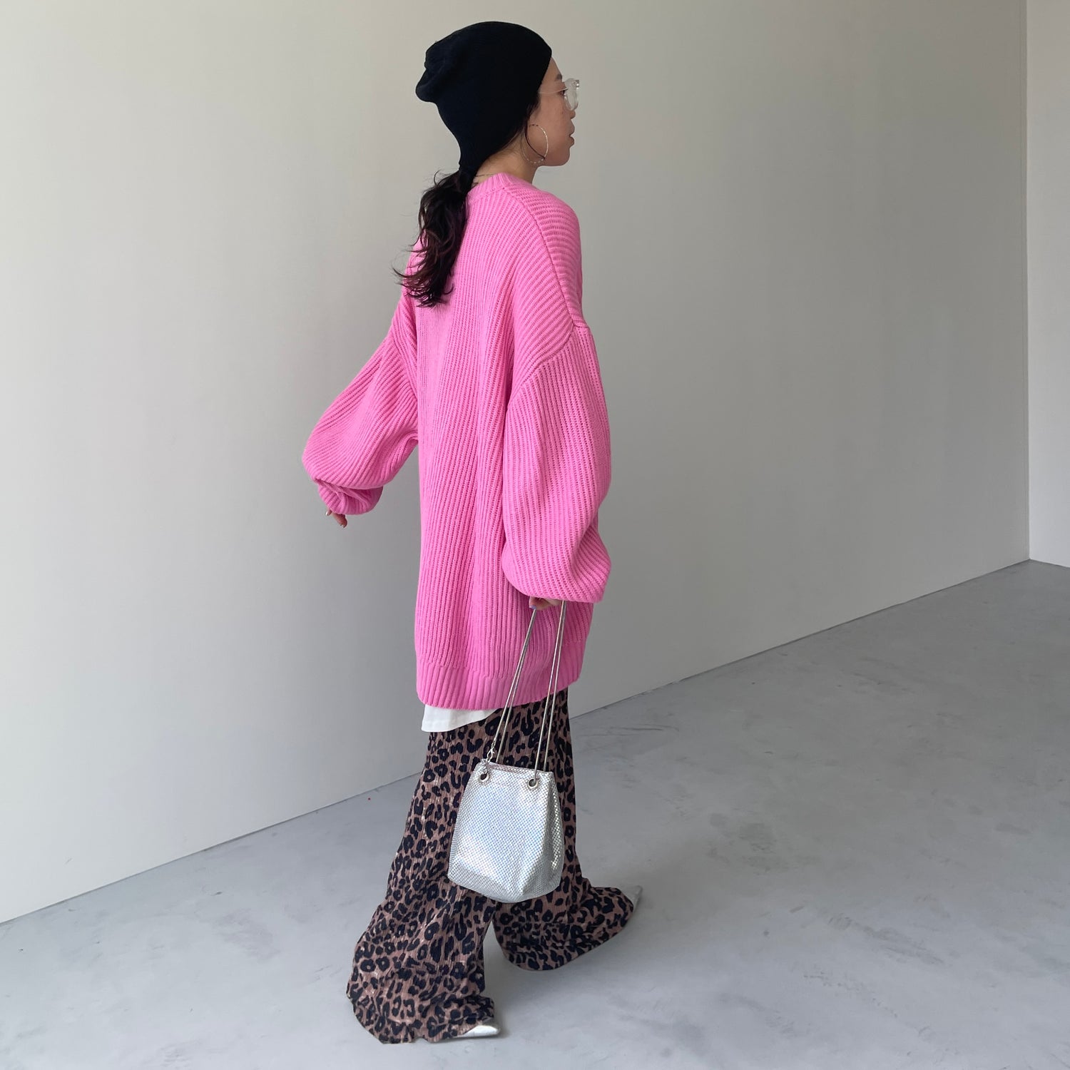 perfect silhouette super over knit / pink